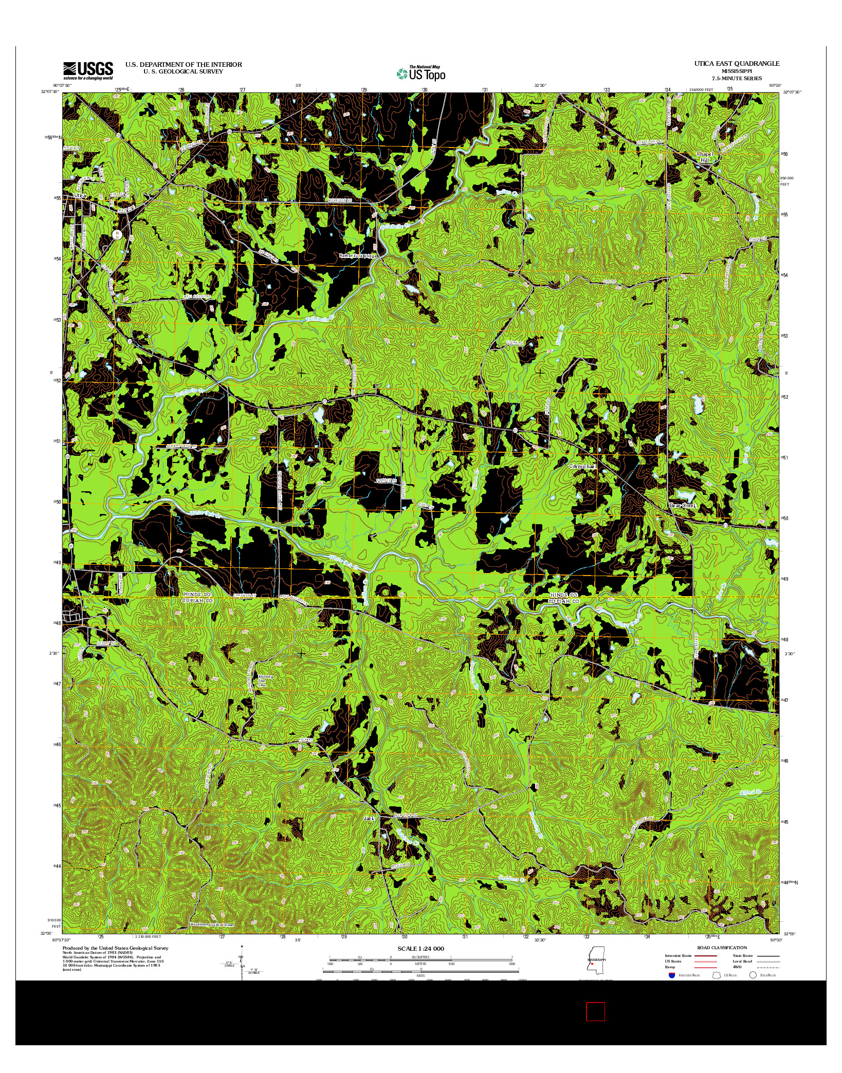 USGS US TOPO 7.5-MINUTE MAP FOR UTICA EAST, MS 2012