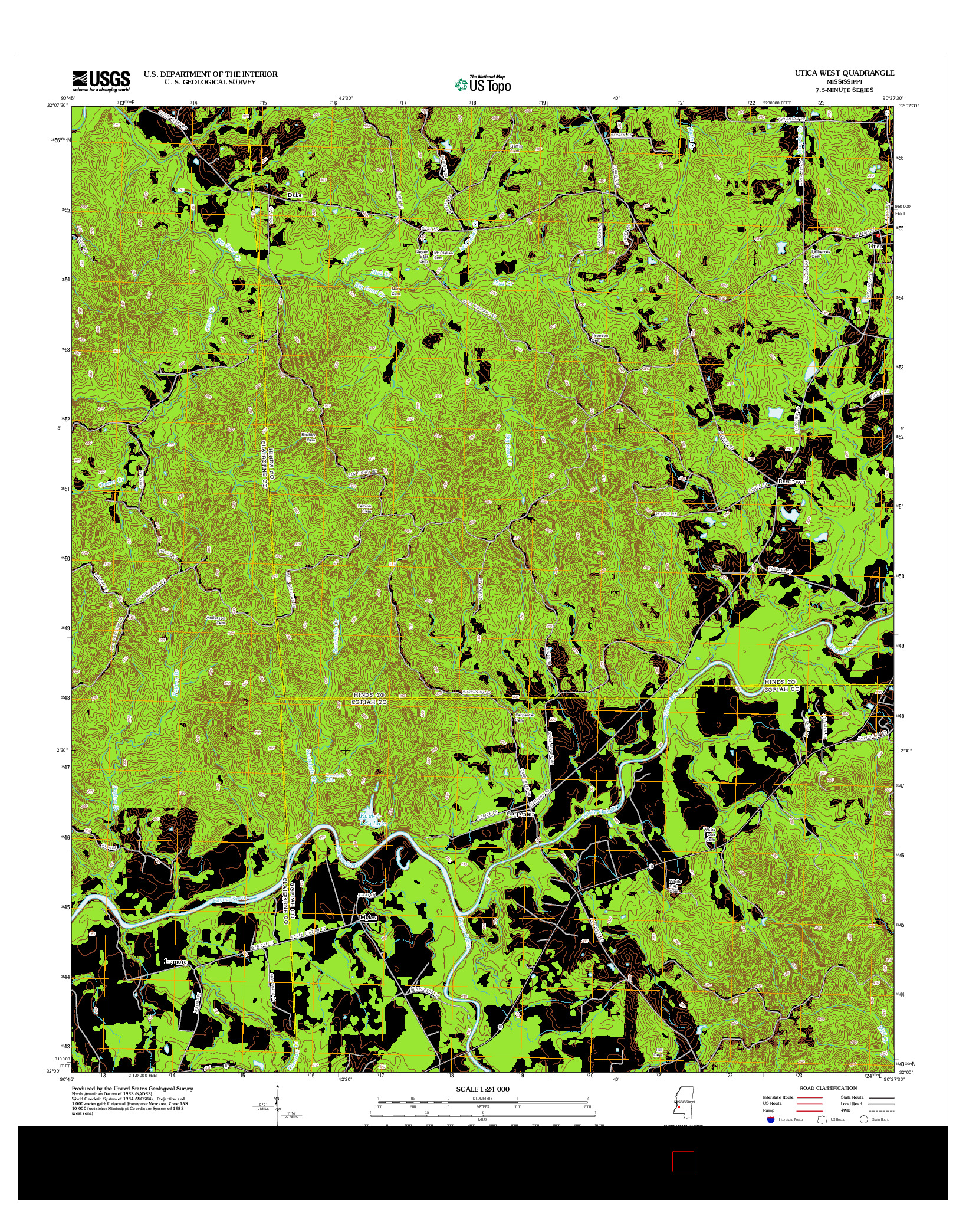 USGS US TOPO 7.5-MINUTE MAP FOR UTICA WEST, MS 2012