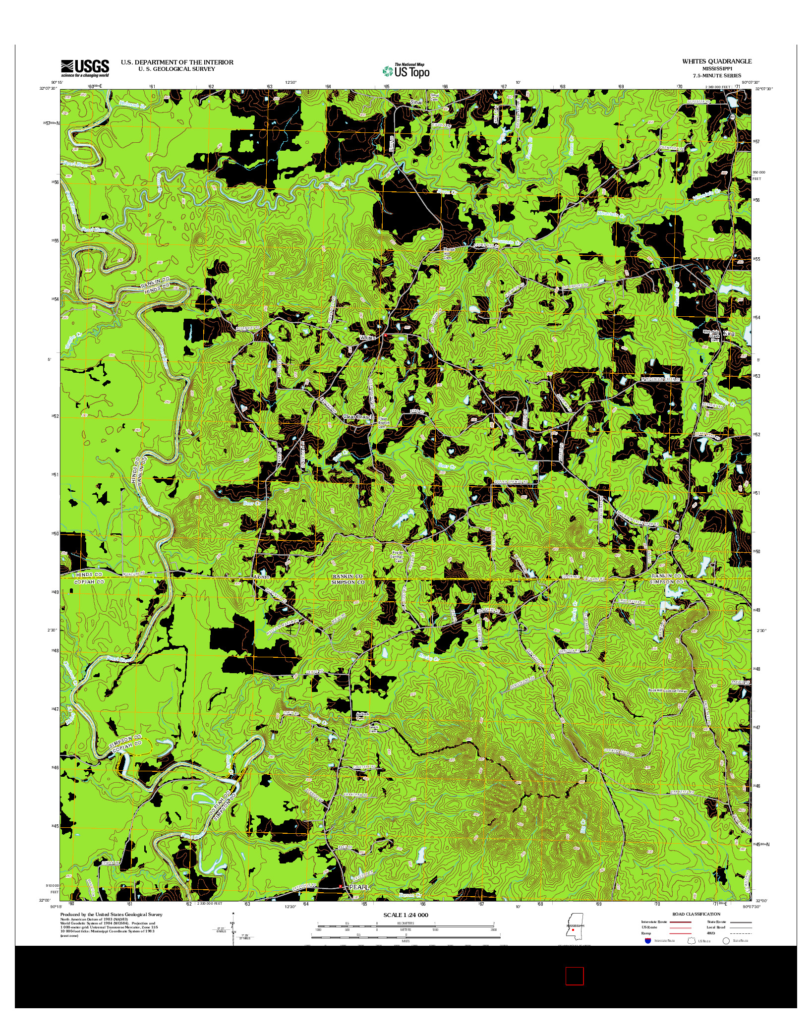 USGS US TOPO 7.5-MINUTE MAP FOR WHITES, MS 2012