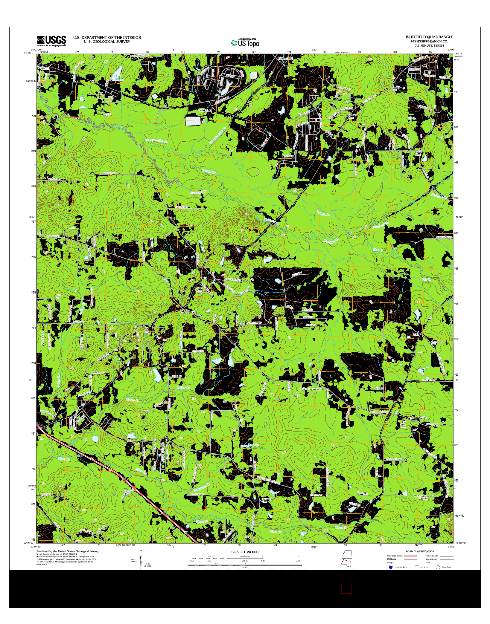 USGS US TOPO 7.5-MINUTE MAP FOR WHITFIELD, MS 2012