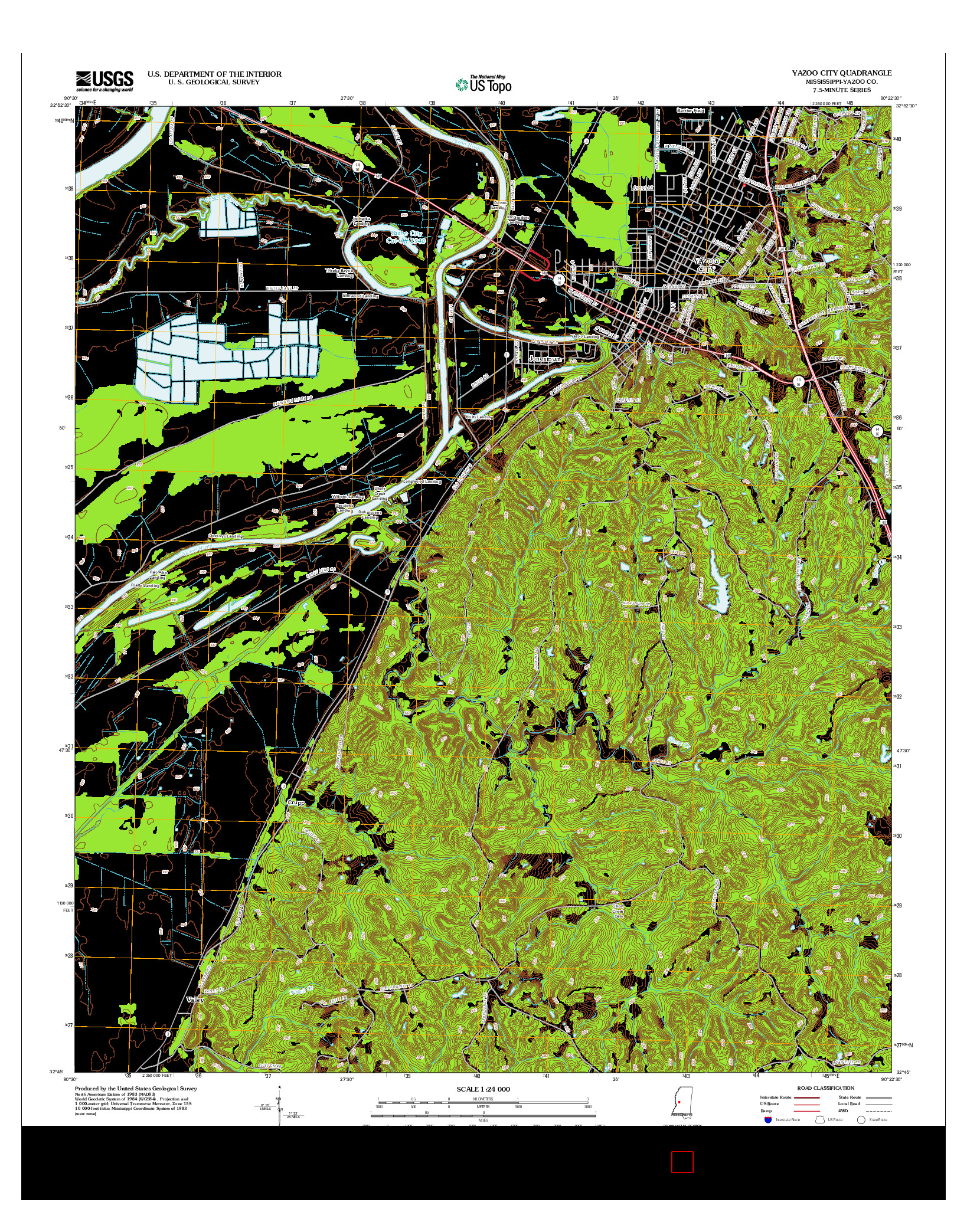 USGS US TOPO 7.5-MINUTE MAP FOR YAZOO CITY, MS 2012