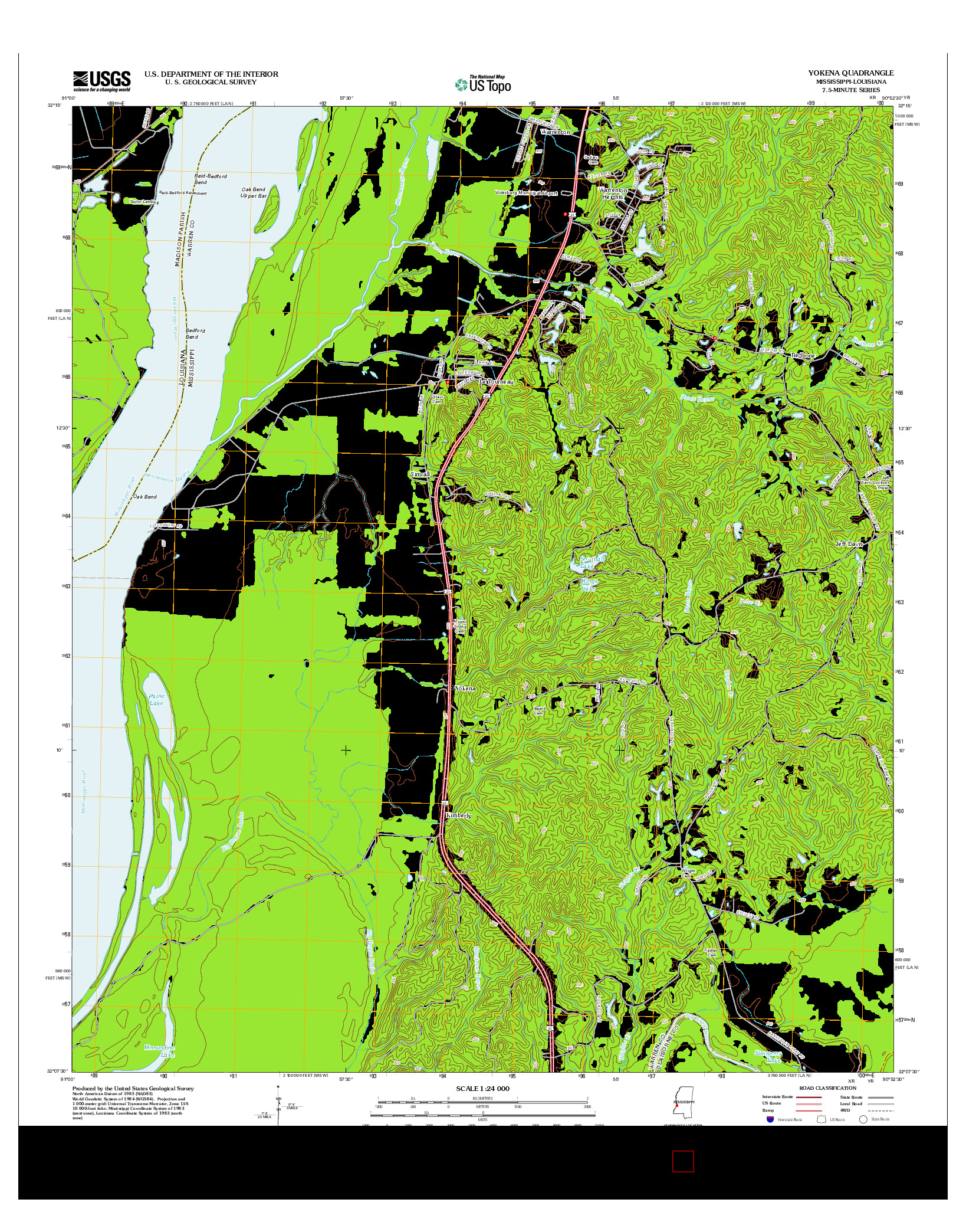 USGS US TOPO 7.5-MINUTE MAP FOR YOKENA, MS-LA 2012