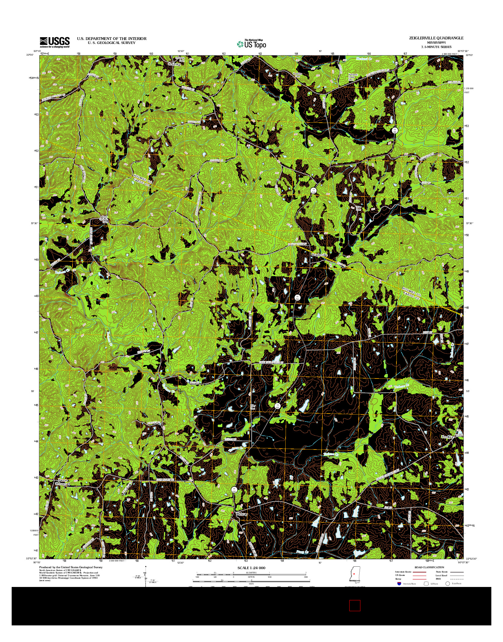 USGS US TOPO 7.5-MINUTE MAP FOR ZEIGLERVILLE, MS 2012