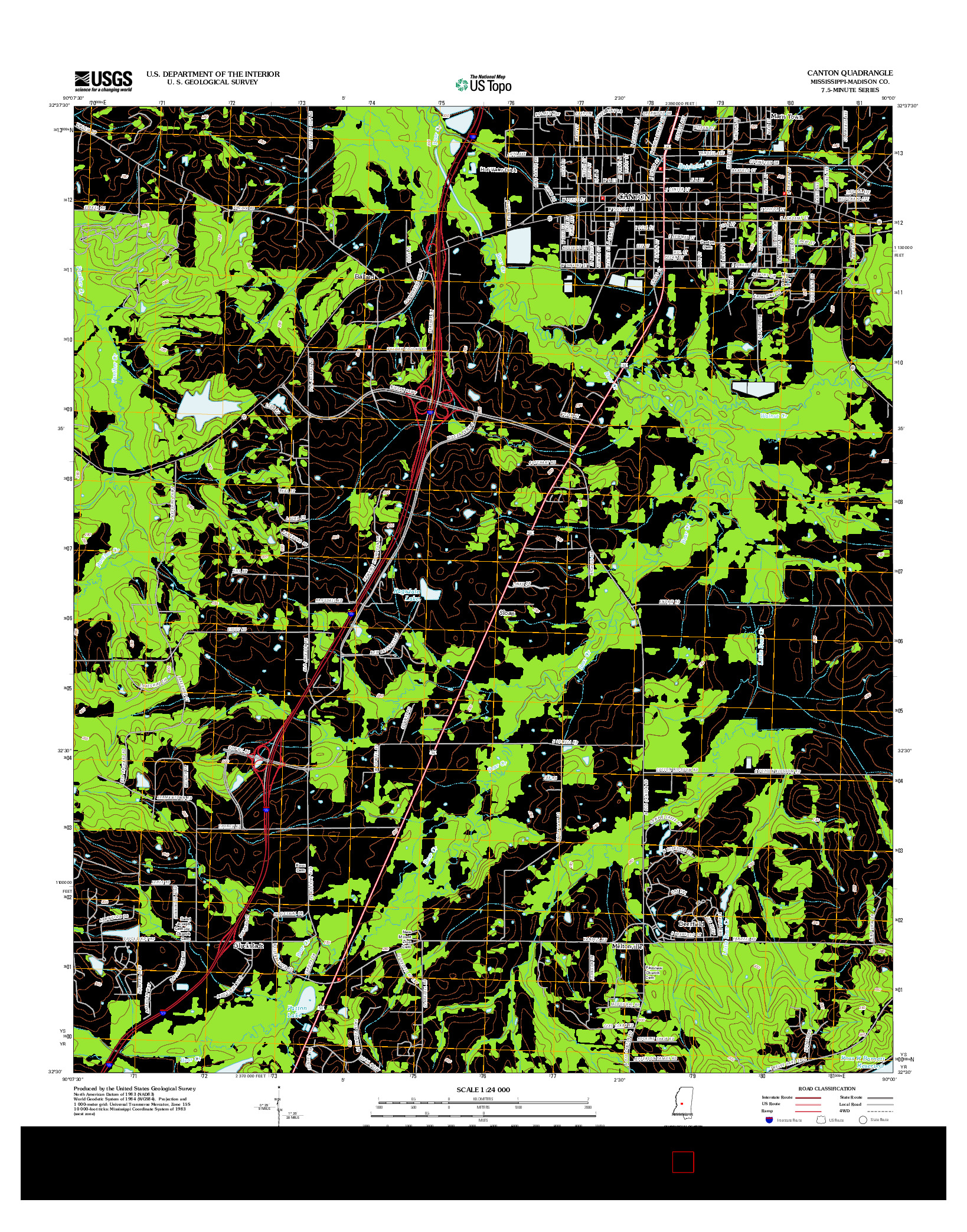 USGS US TOPO 7.5-MINUTE MAP FOR CANTON, MS 2012