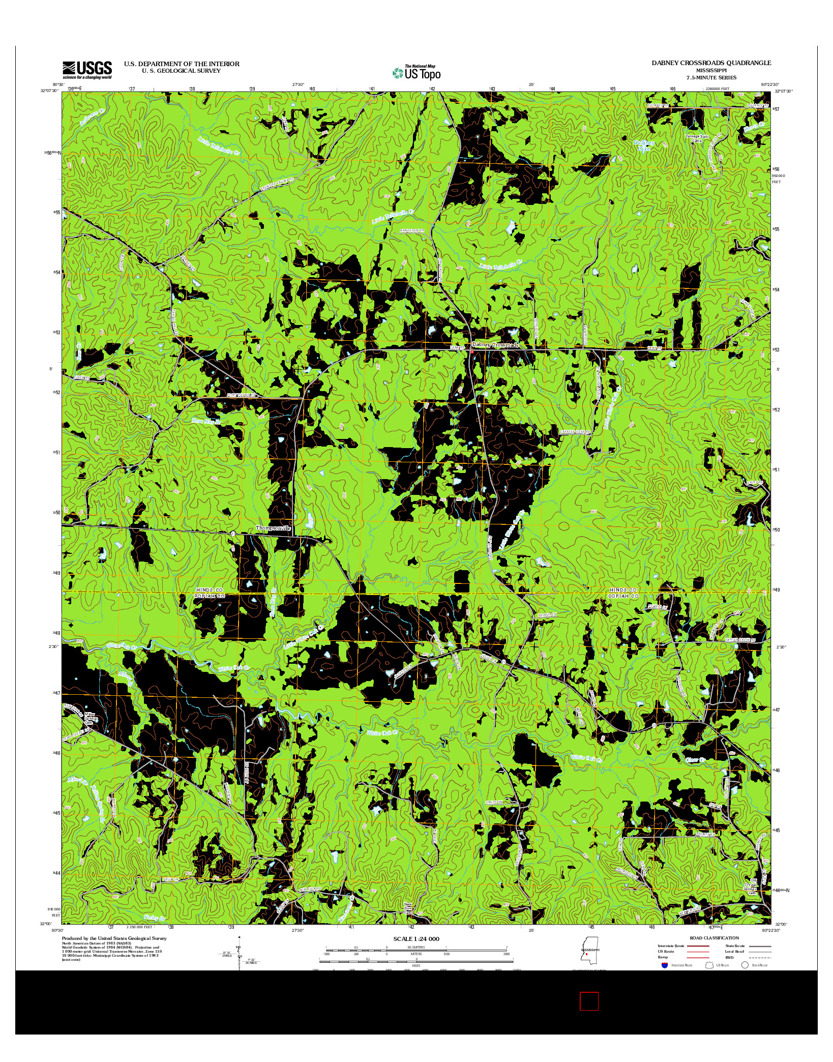 USGS US TOPO 7.5-MINUTE MAP FOR DABNEY CROSSROADS, MS 2012