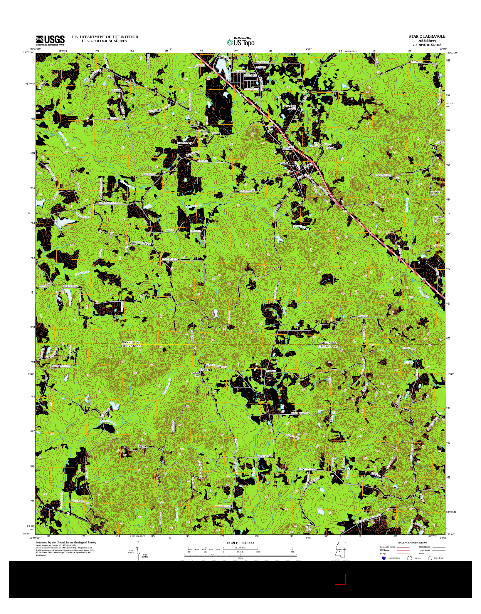 USGS US TOPO 7.5-MINUTE MAP FOR STAR, MS 2012