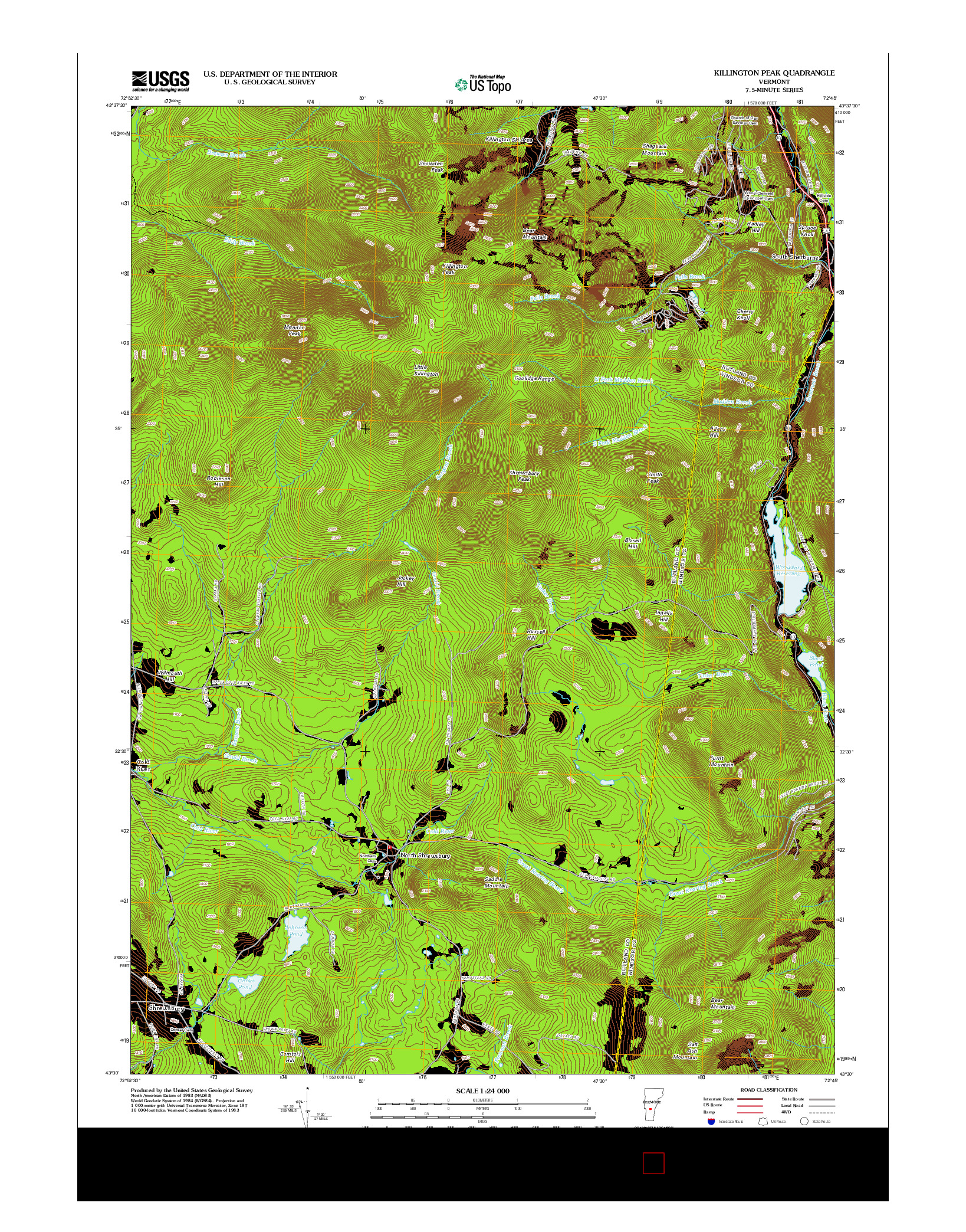 USGS US TOPO 7.5-MINUTE MAP FOR KILLINGTON PEAK, VT 2012