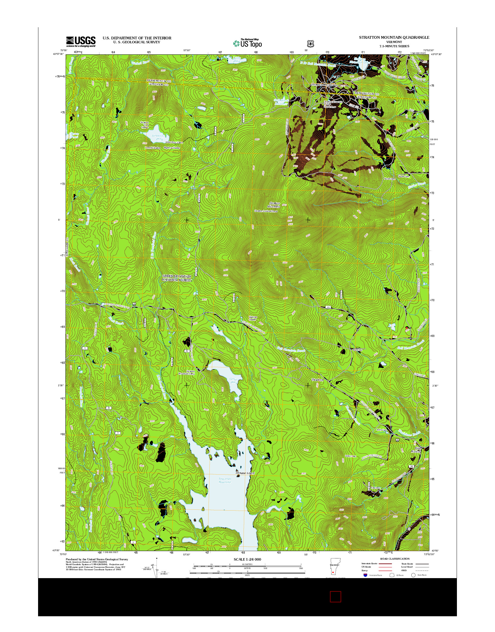 USGS US TOPO 7.5-MINUTE MAP FOR STRATTON MOUNTAIN, VT 2012