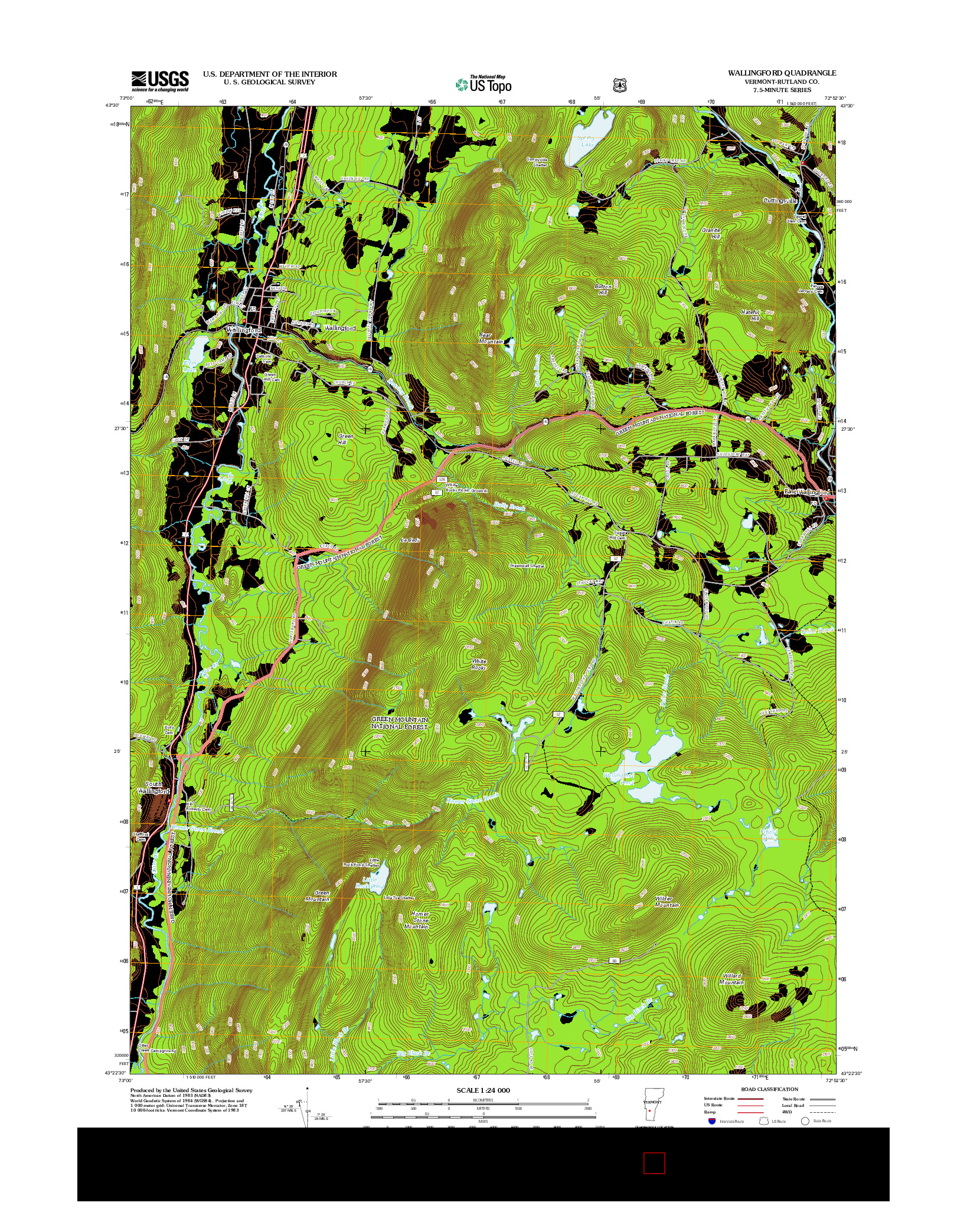 USGS US TOPO 7.5-MINUTE MAP FOR WALLINGFORD, VT 2012