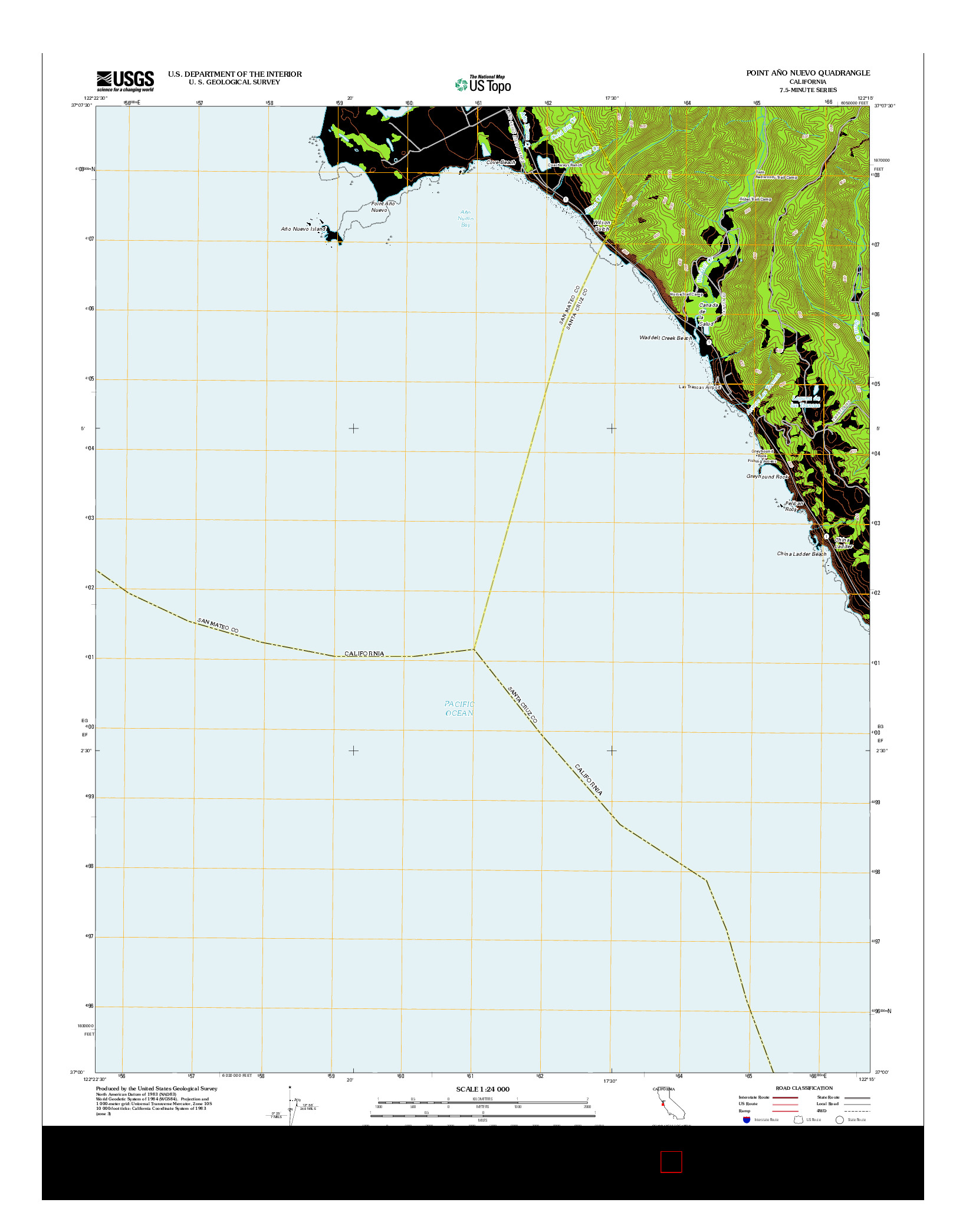 USGS US TOPO 7.5-MINUTE MAP FOR POINT AñO NUEVO, CA 2012