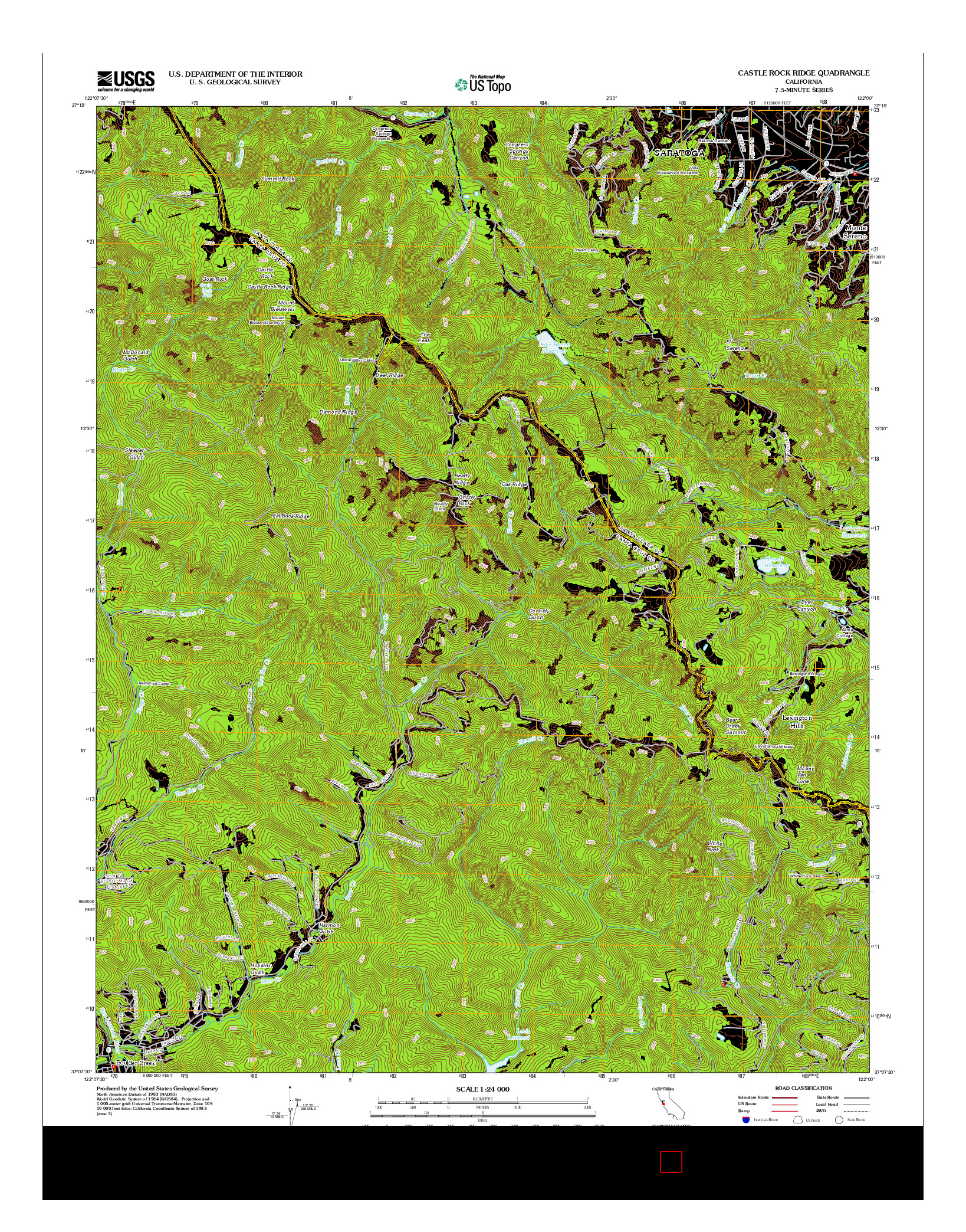 USGS US TOPO 7.5-MINUTE MAP FOR CASTLE ROCK RIDGE, CA 2012