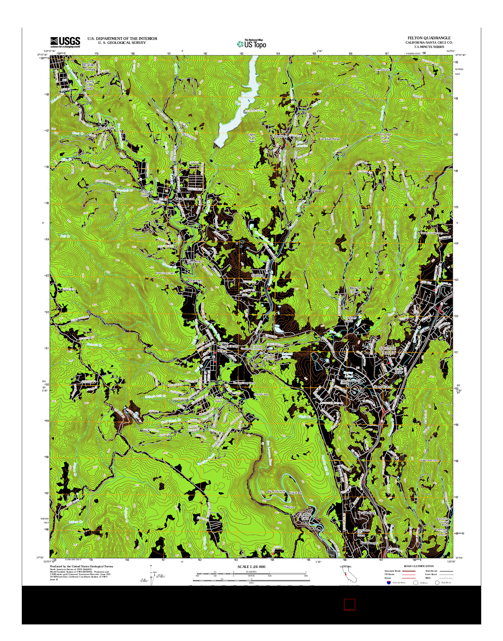 USGS US TOPO 7.5-MINUTE MAP FOR FELTON, CA 2012