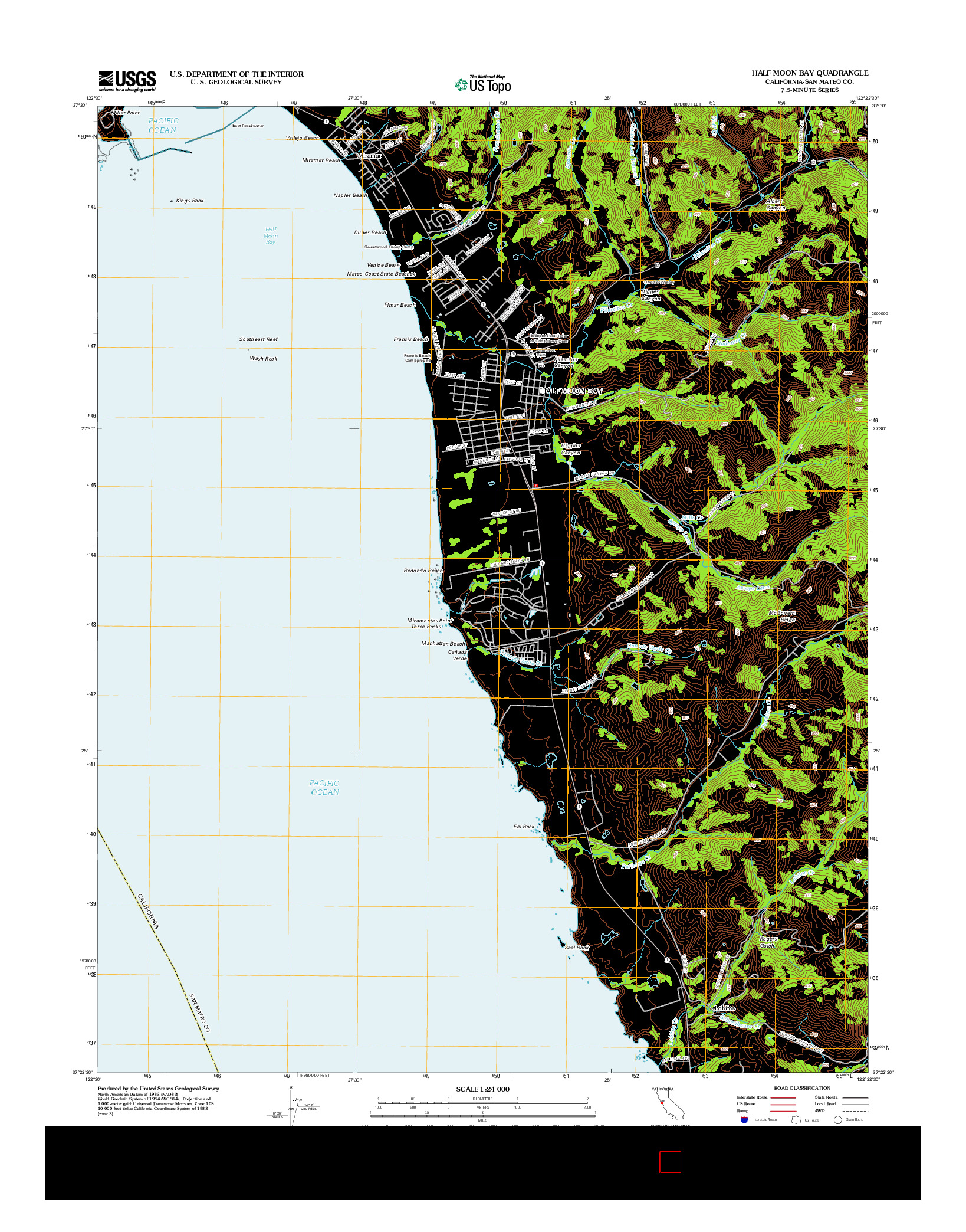 USGS US TOPO 7.5-MINUTE MAP FOR HALF MOON BAY, CA 2012