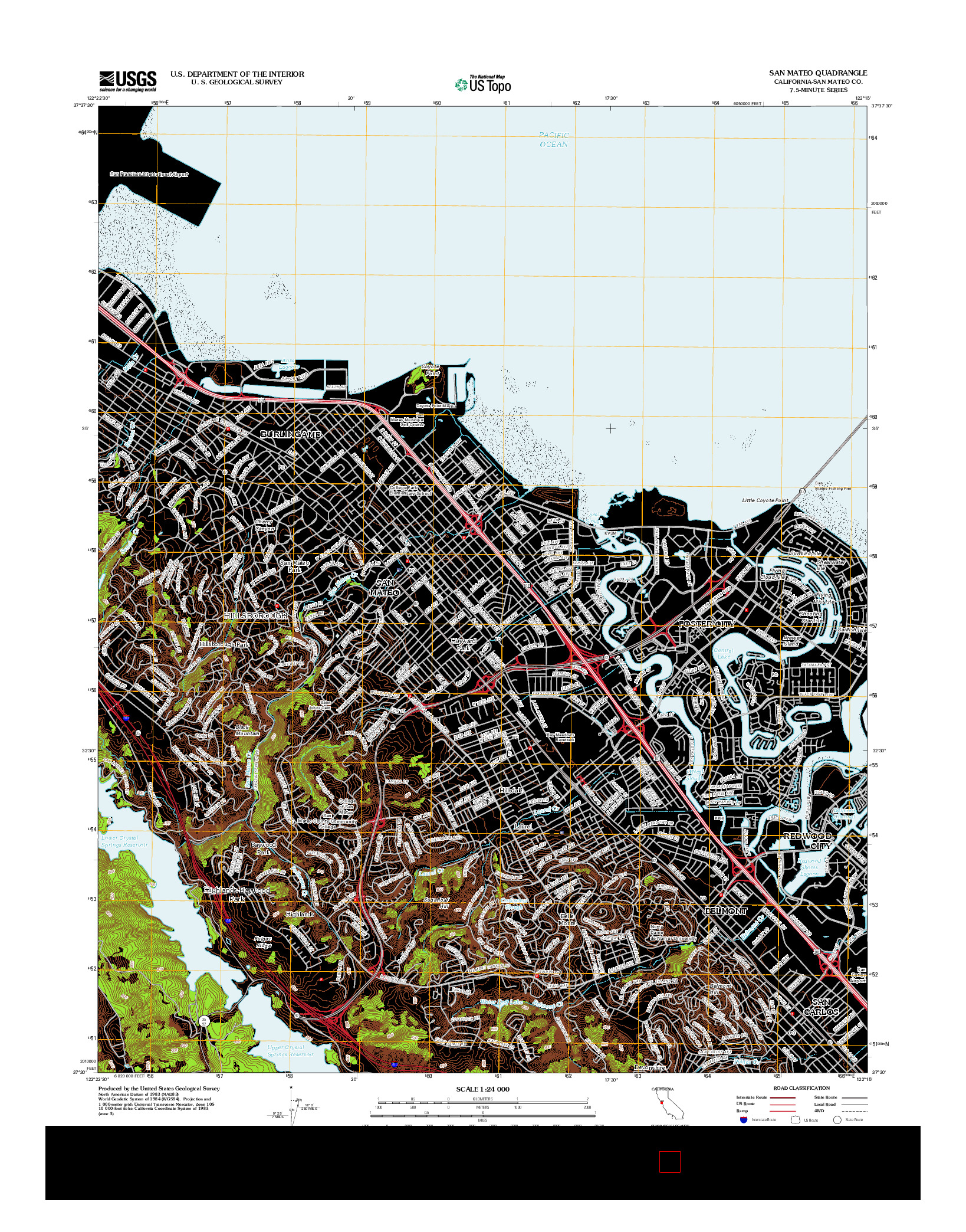 USGS US TOPO 7.5-MINUTE MAP FOR SAN MATEO, CA 2012