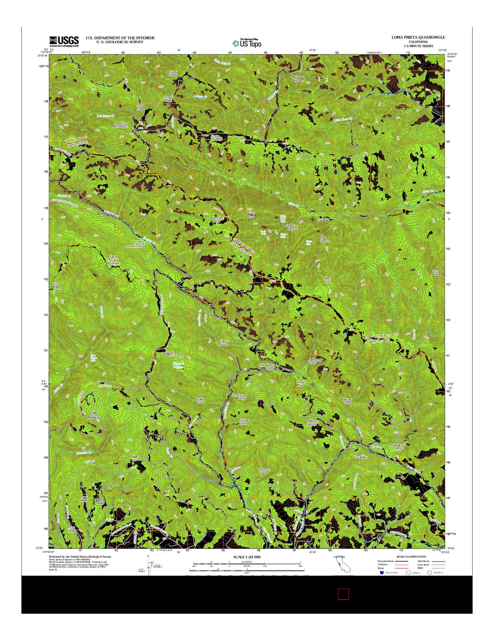 USGS US TOPO 7.5-MINUTE MAP FOR LOMA PRIETA, CA 2012