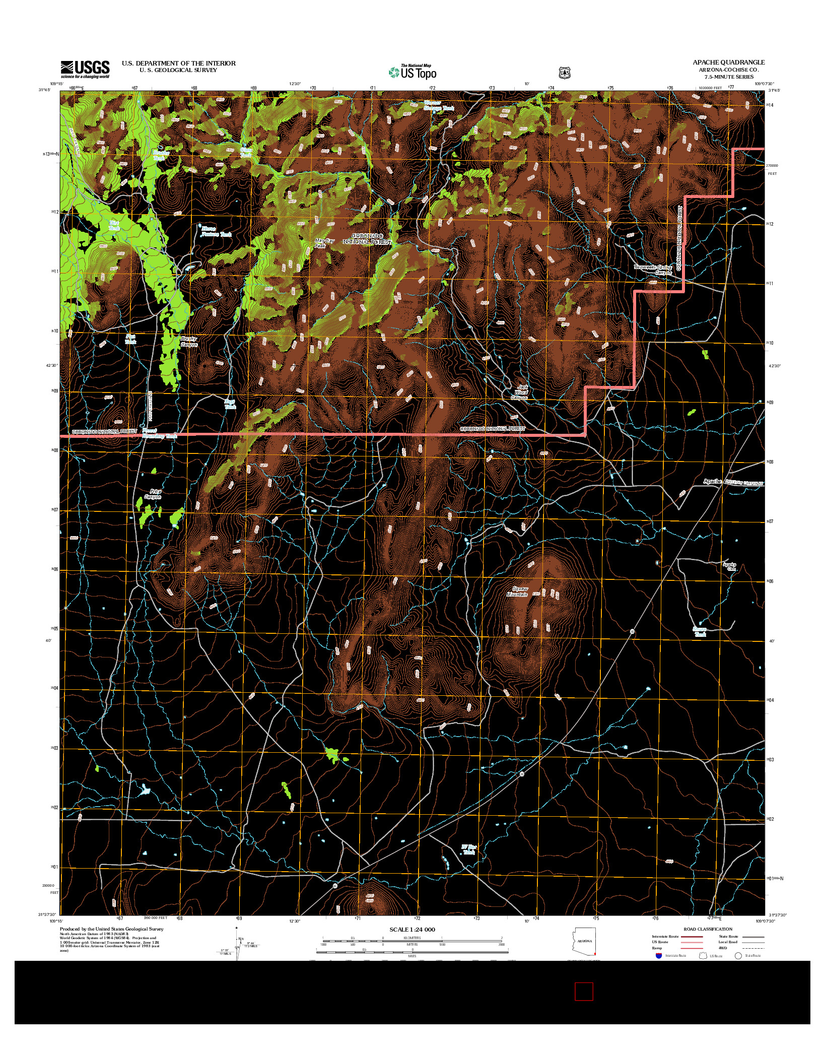 USGS US TOPO 7.5-MINUTE MAP FOR APACHE, AZ 2012