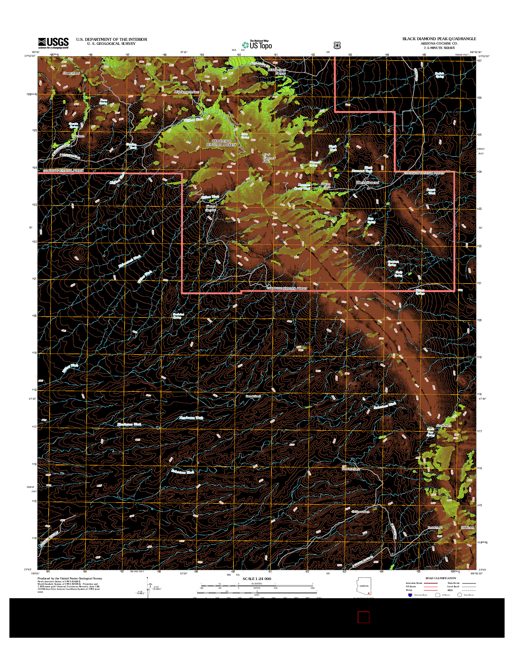 USGS US TOPO 7.5-MINUTE MAP FOR BLACK DIAMOND PEAK, AZ 2012