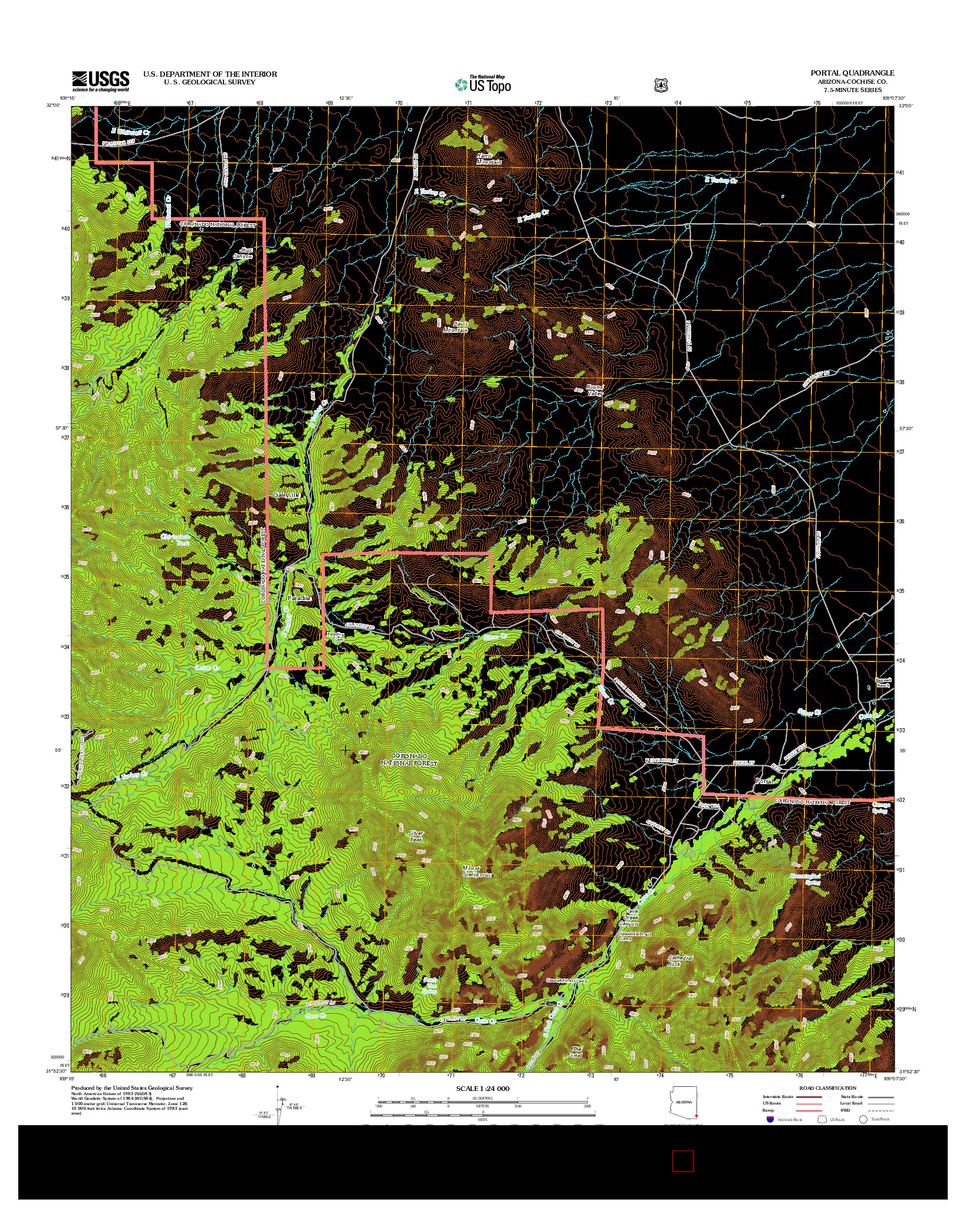 USGS US TOPO 7.5-MINUTE MAP FOR PORTAL, AZ 2012