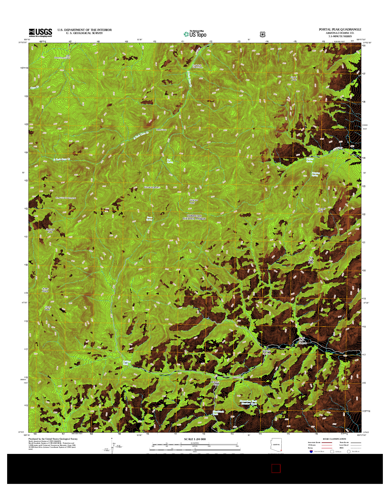 USGS US TOPO 7.5-MINUTE MAP FOR PORTAL PEAK, AZ 2012