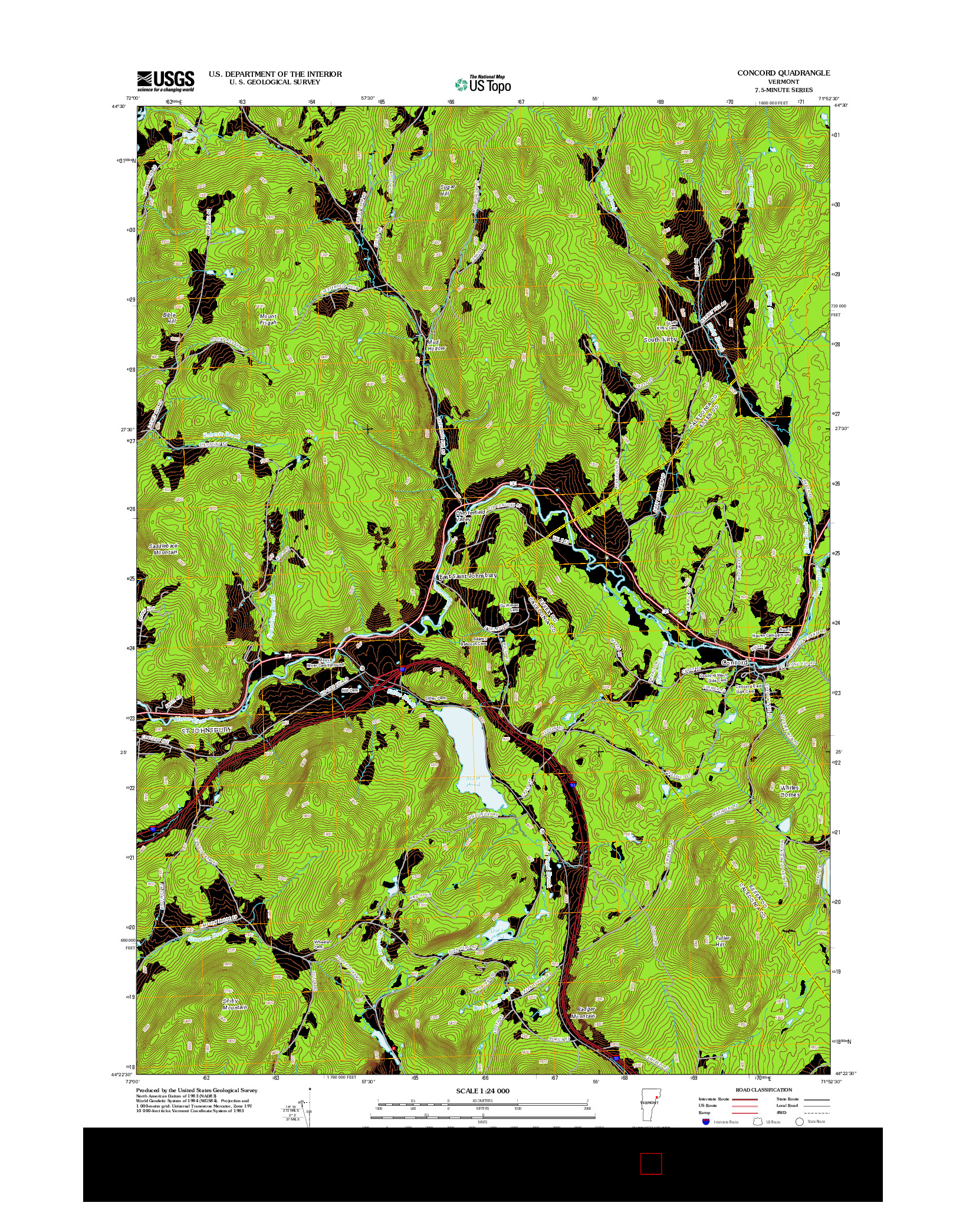 USGS US TOPO 7.5-MINUTE MAP FOR CONCORD, VT 2012