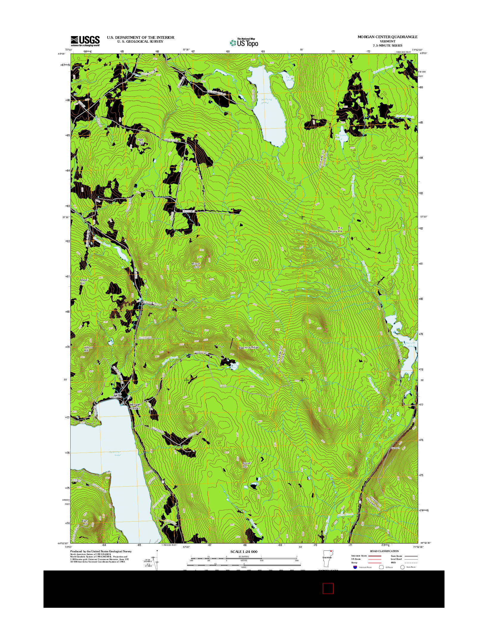 USGS US TOPO 7.5-MINUTE MAP FOR MORGAN CENTER, VT 2012