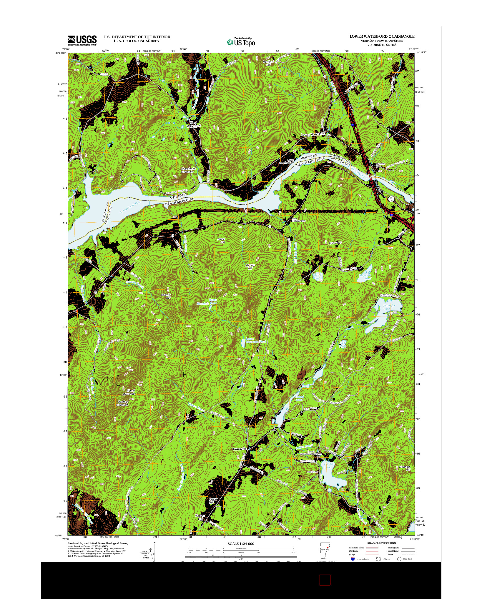 USGS US TOPO 7.5-MINUTE MAP FOR LOWER WATERFORD, VT-NH 2012