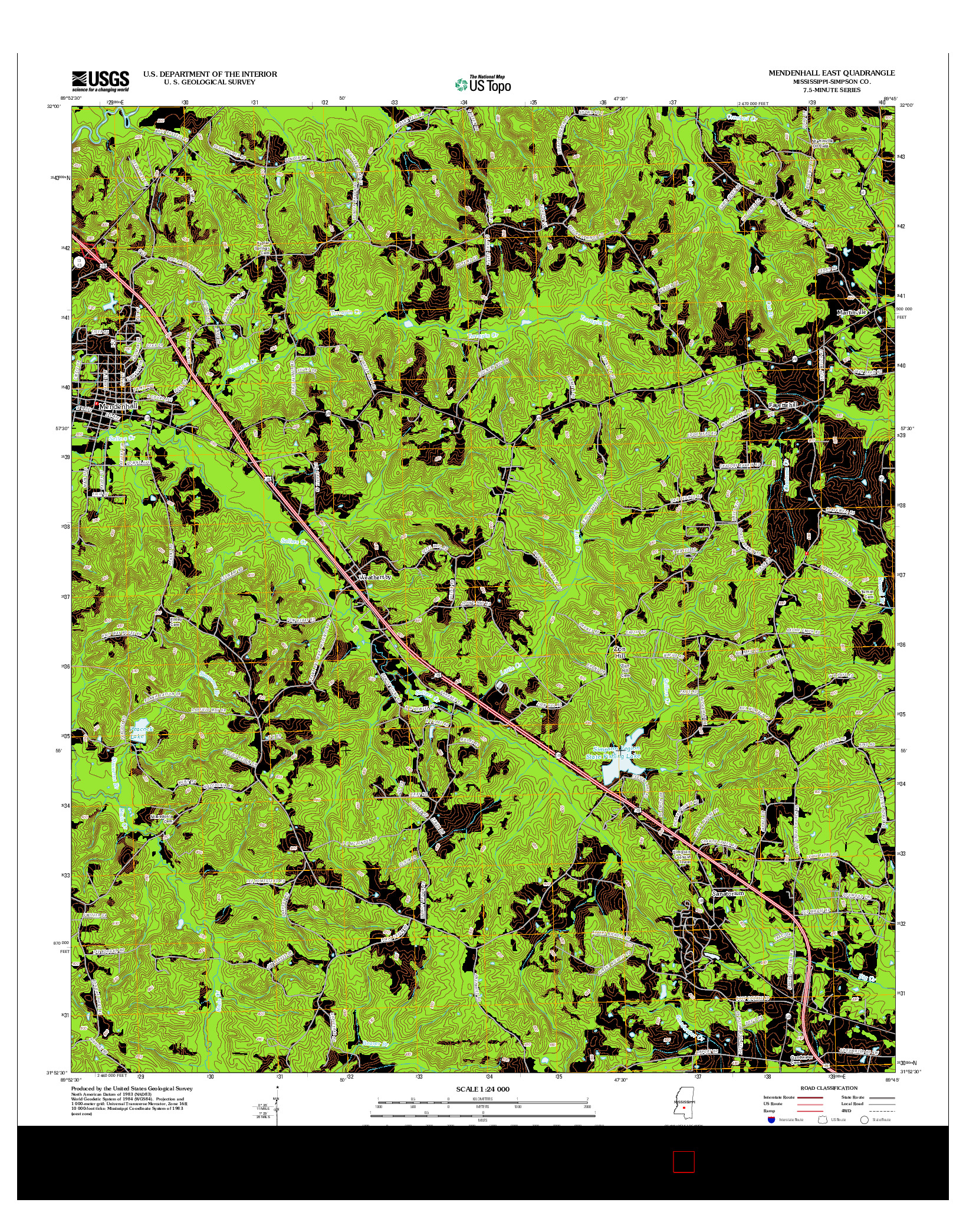 USGS US TOPO 7.5-MINUTE MAP FOR MENDENHALL EAST, MS 2012