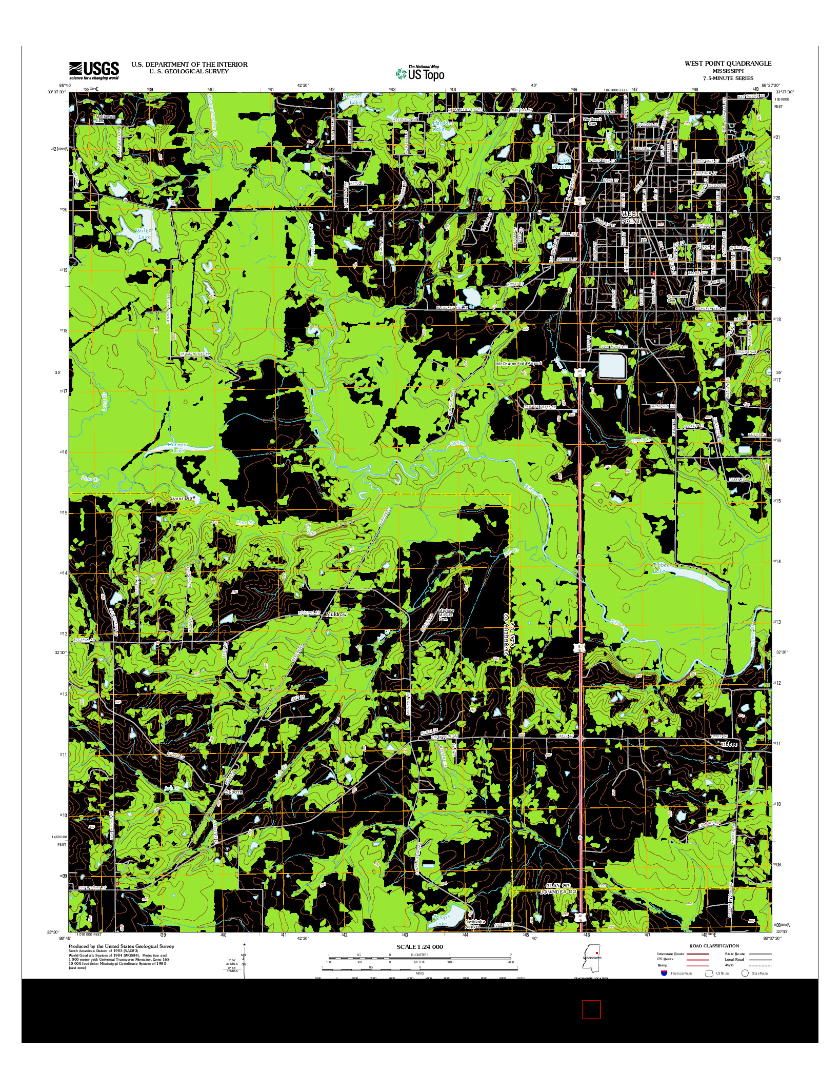 USGS US TOPO 7.5-MINUTE MAP FOR WEST POINT, MS 2012