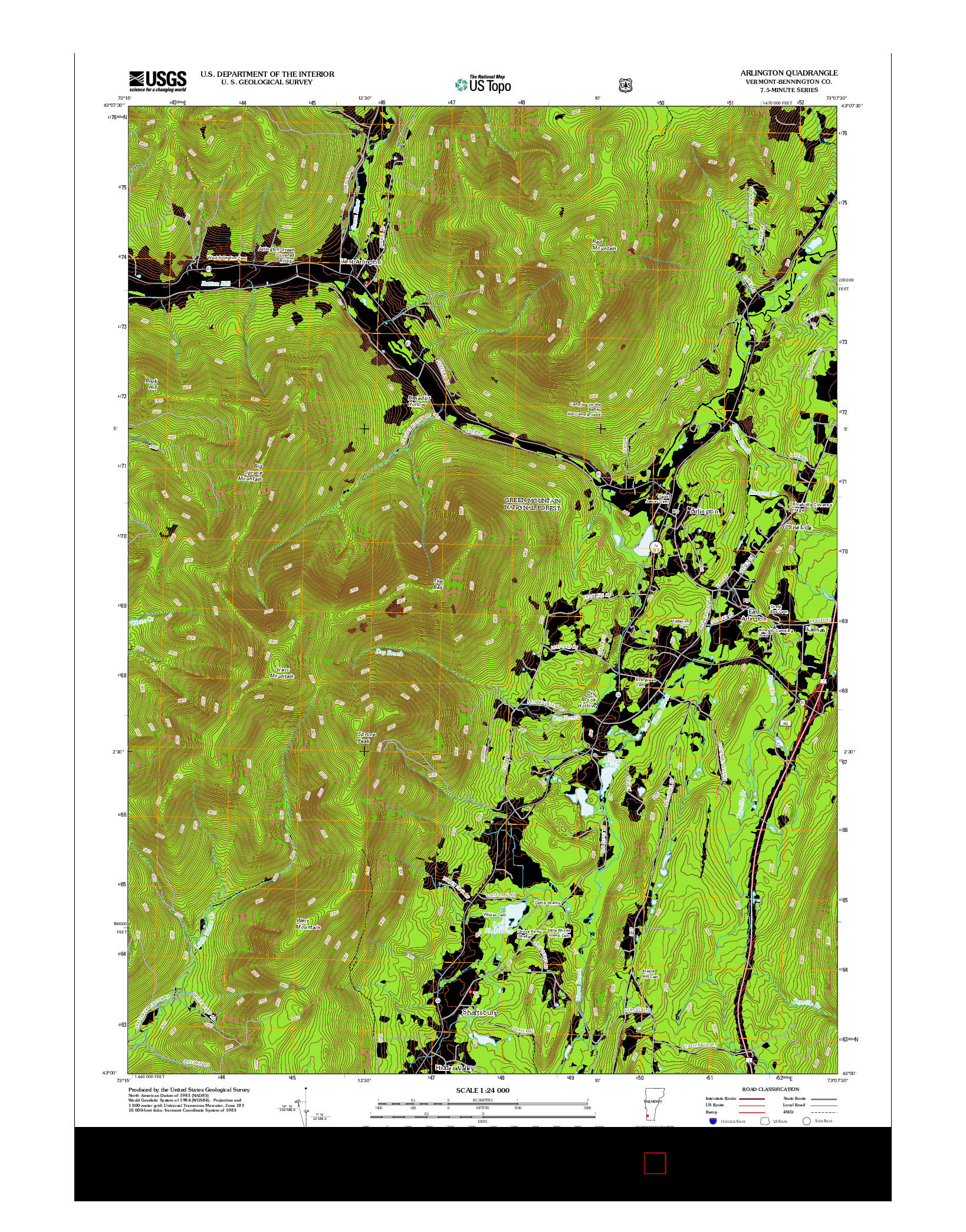 USGS US TOPO 7.5-MINUTE MAP FOR ARLINGTON, VT 2012