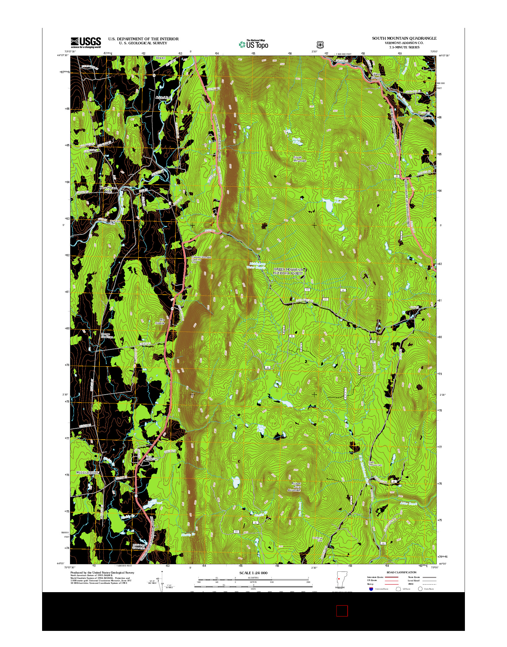 USGS US TOPO 7.5-MINUTE MAP FOR SOUTH MOUNTAIN, VT 2012