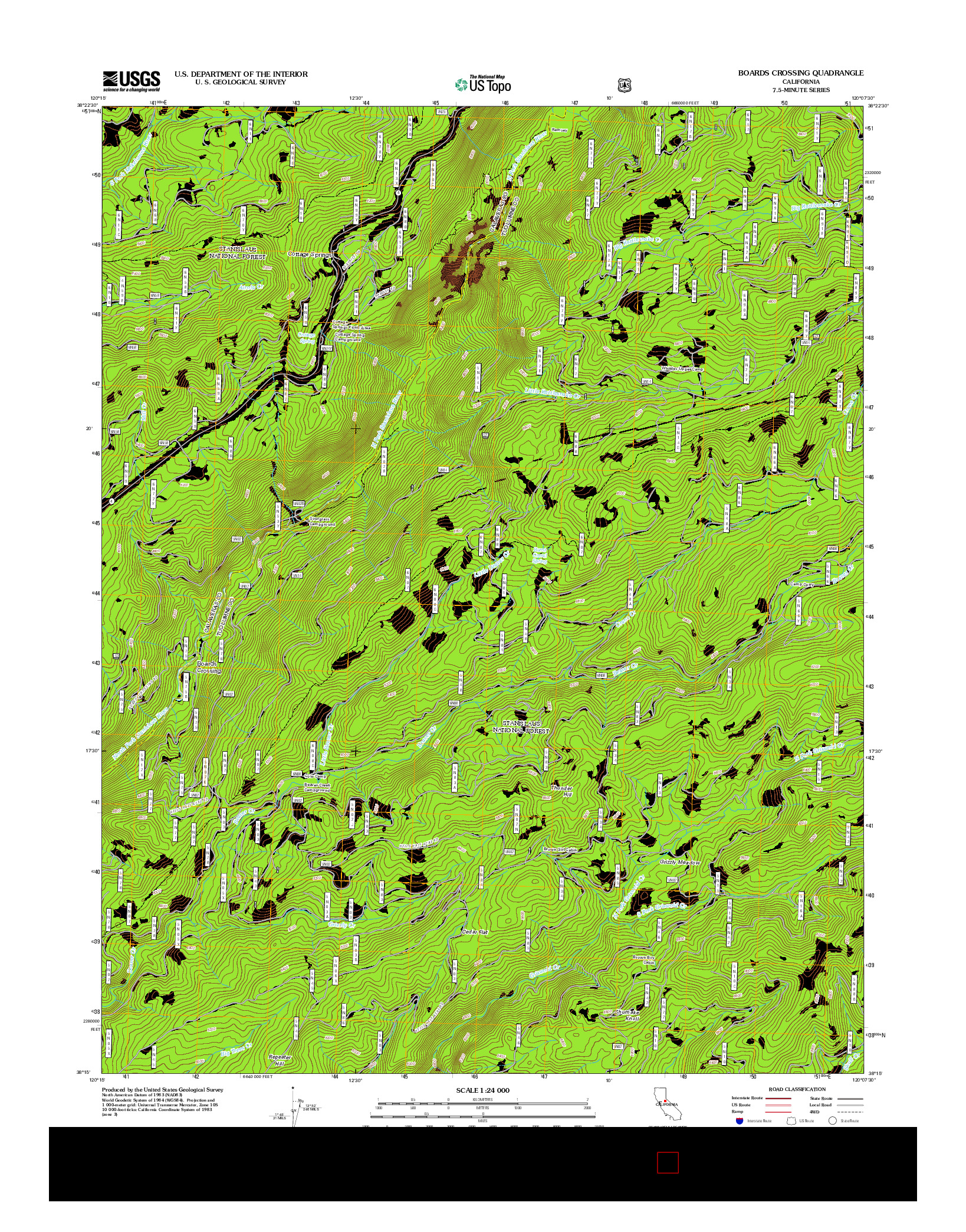 USGS US TOPO 7.5-MINUTE MAP FOR BOARDS CROSSING, CA 2012