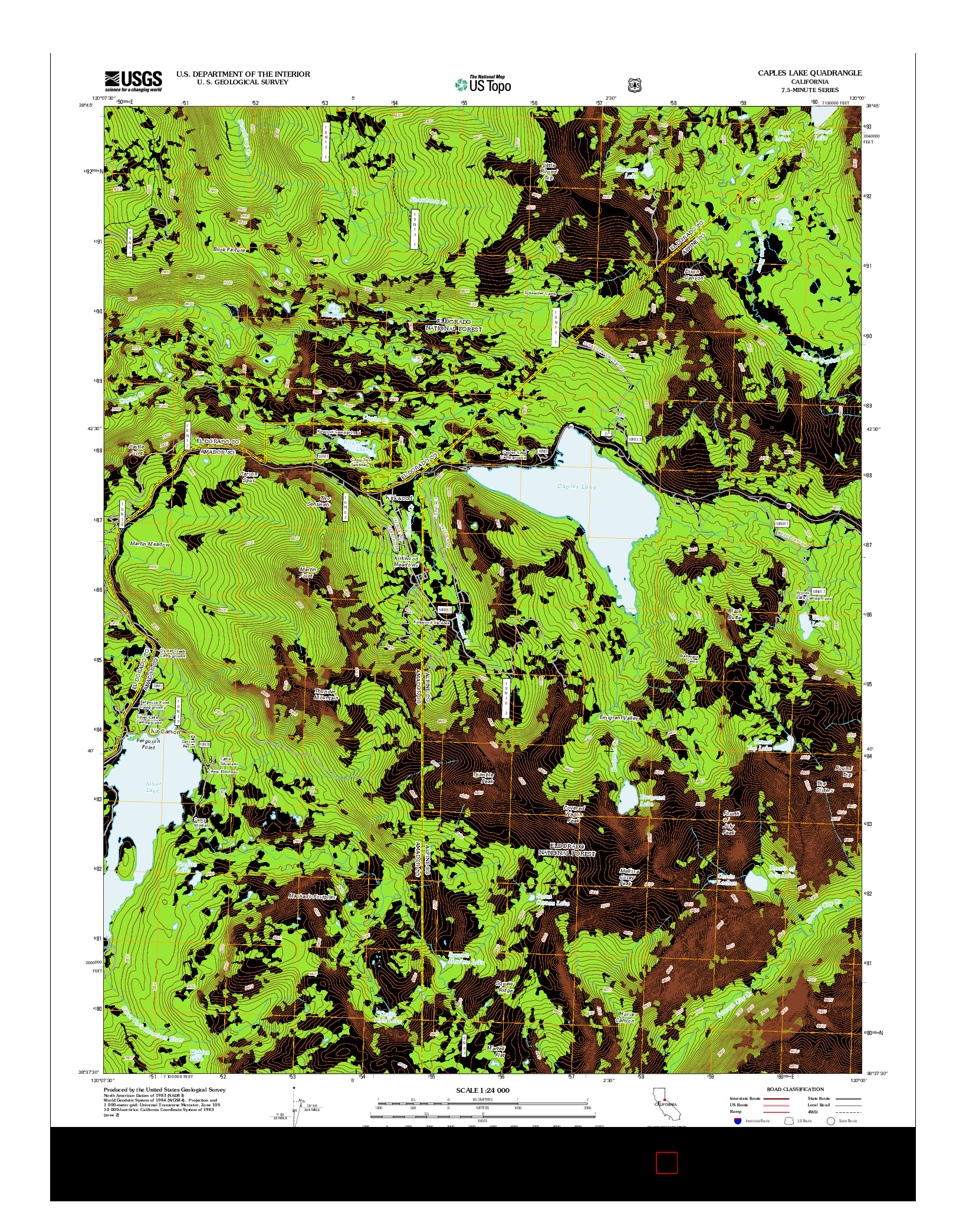USGS US TOPO 7.5-MINUTE MAP FOR CAPLES LAKE, CA 2012