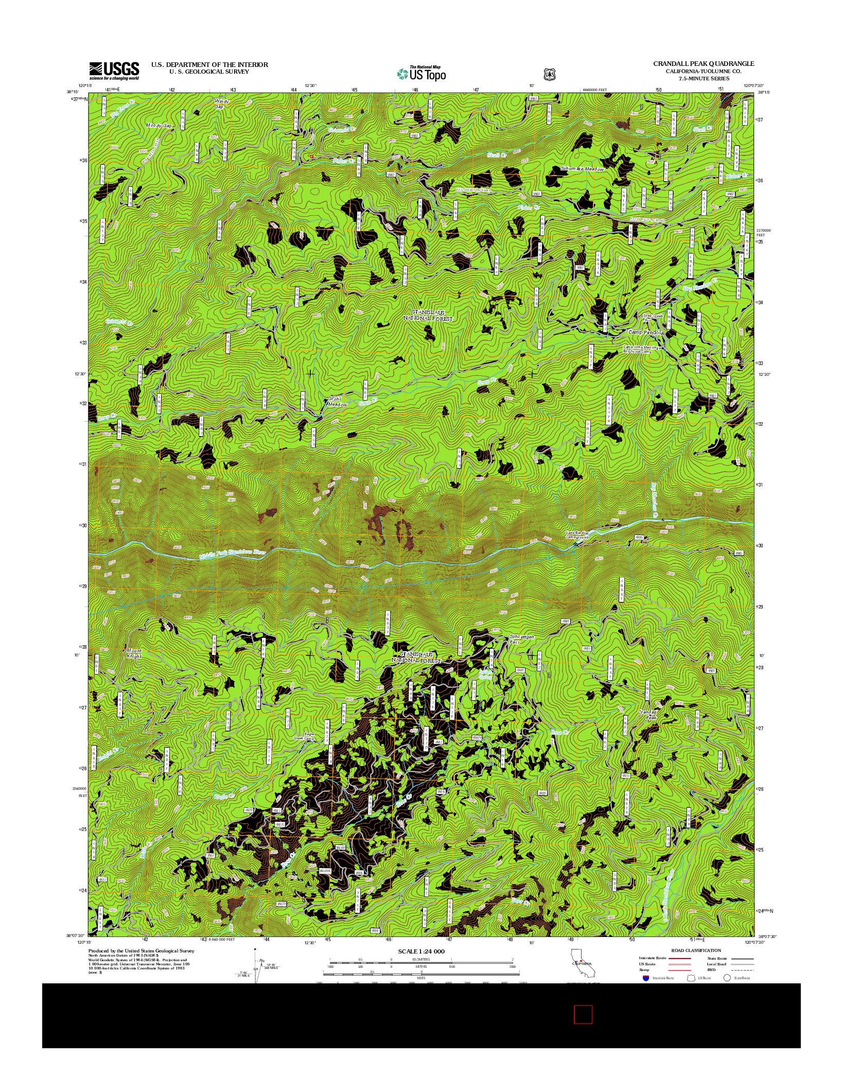 USGS US TOPO 7.5-MINUTE MAP FOR CRANDALL PEAK, CA 2012