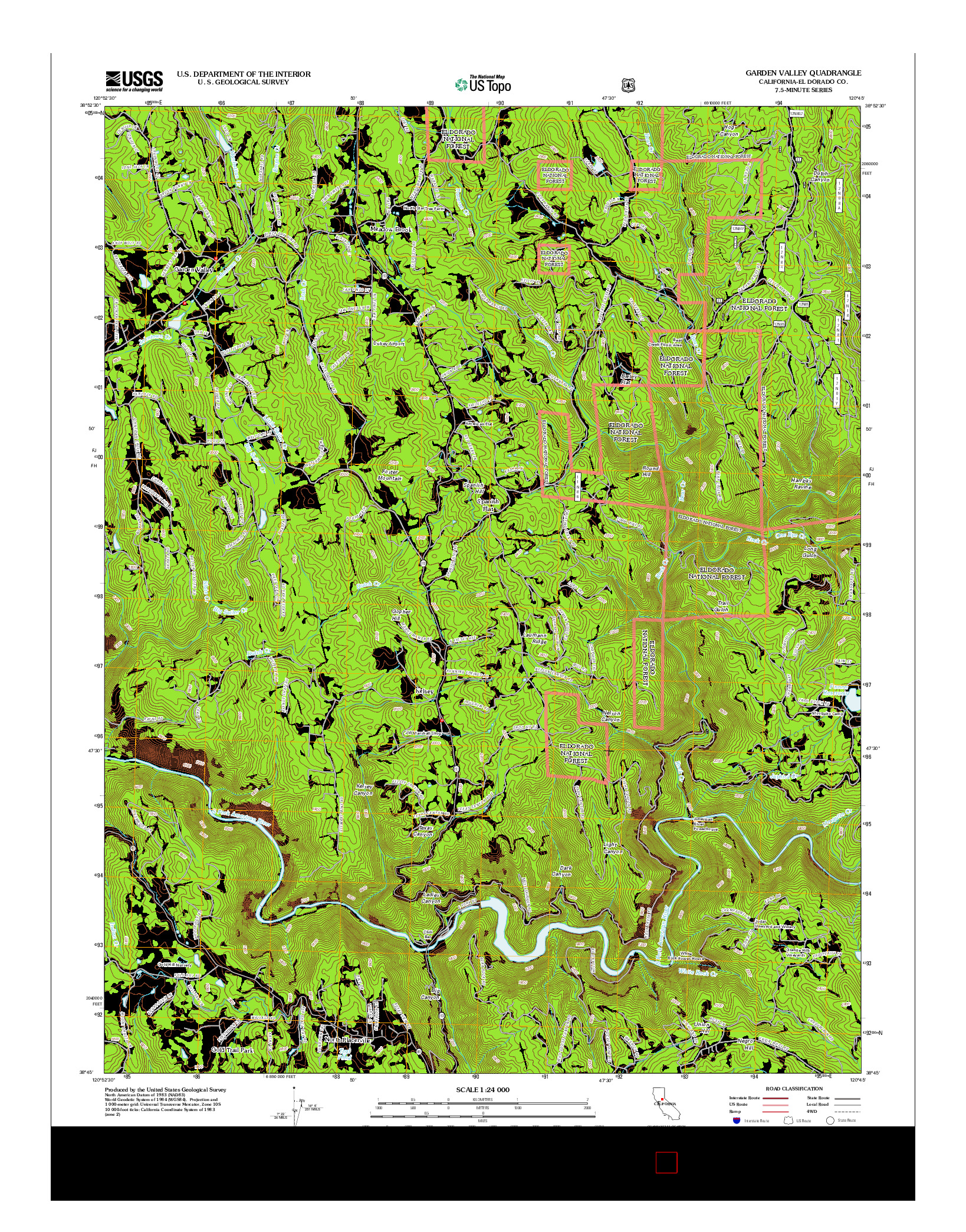 USGS US TOPO 7.5-MINUTE MAP FOR GARDEN VALLEY, CA 2012