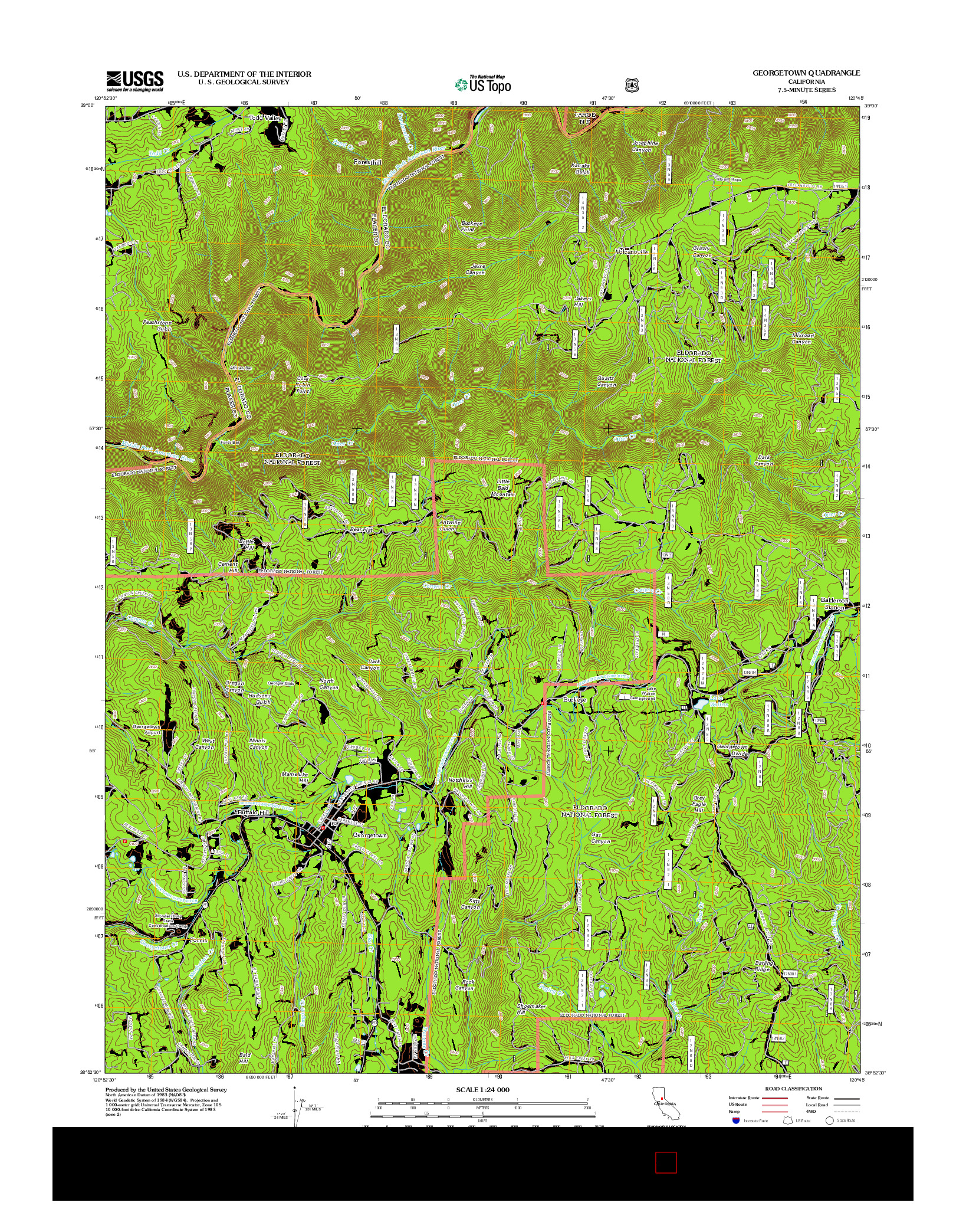 USGS US TOPO 7.5-MINUTE MAP FOR GEORGETOWN, CA 2012