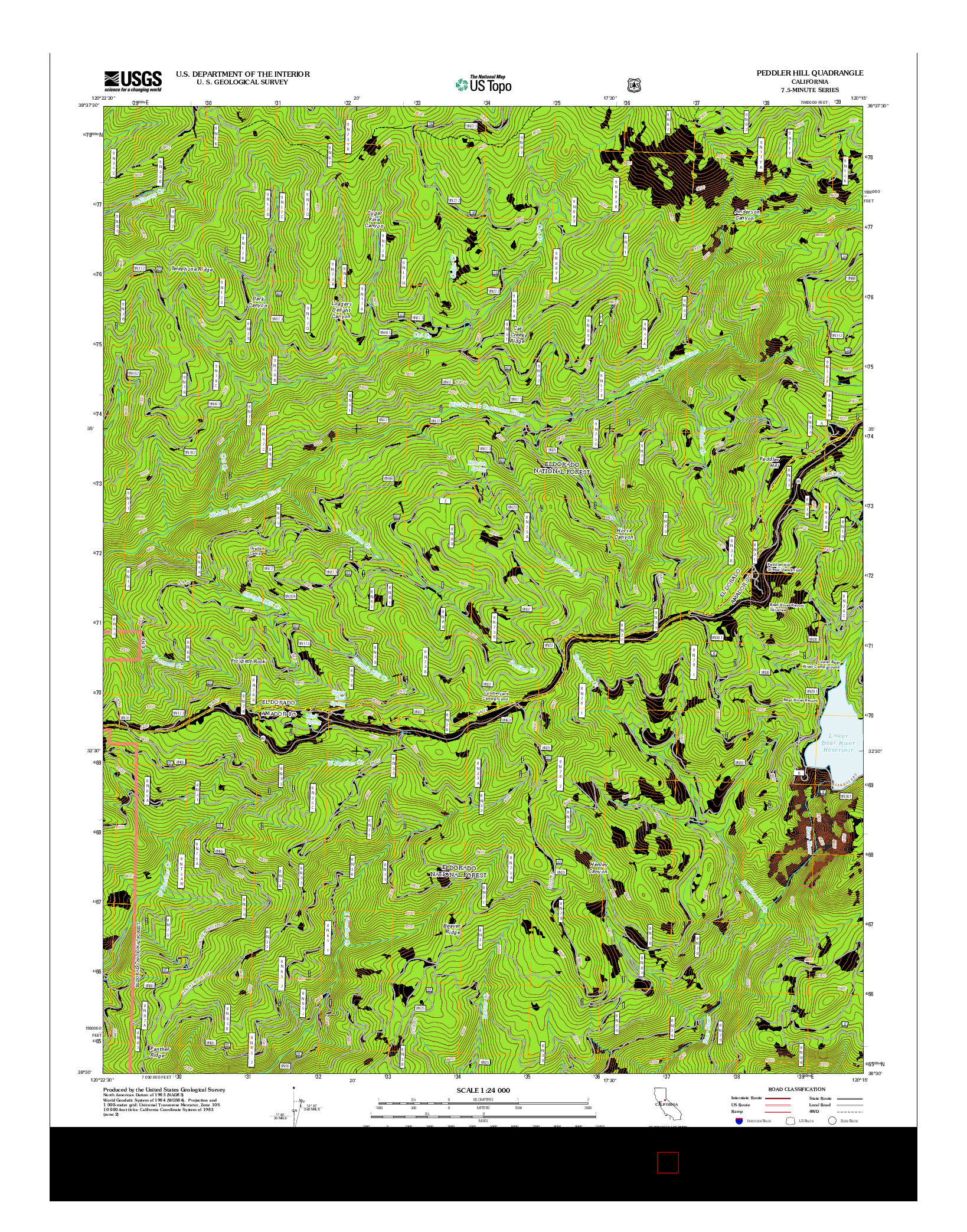 USGS US TOPO 7.5-MINUTE MAP FOR PEDDLER HILL, CA 2012