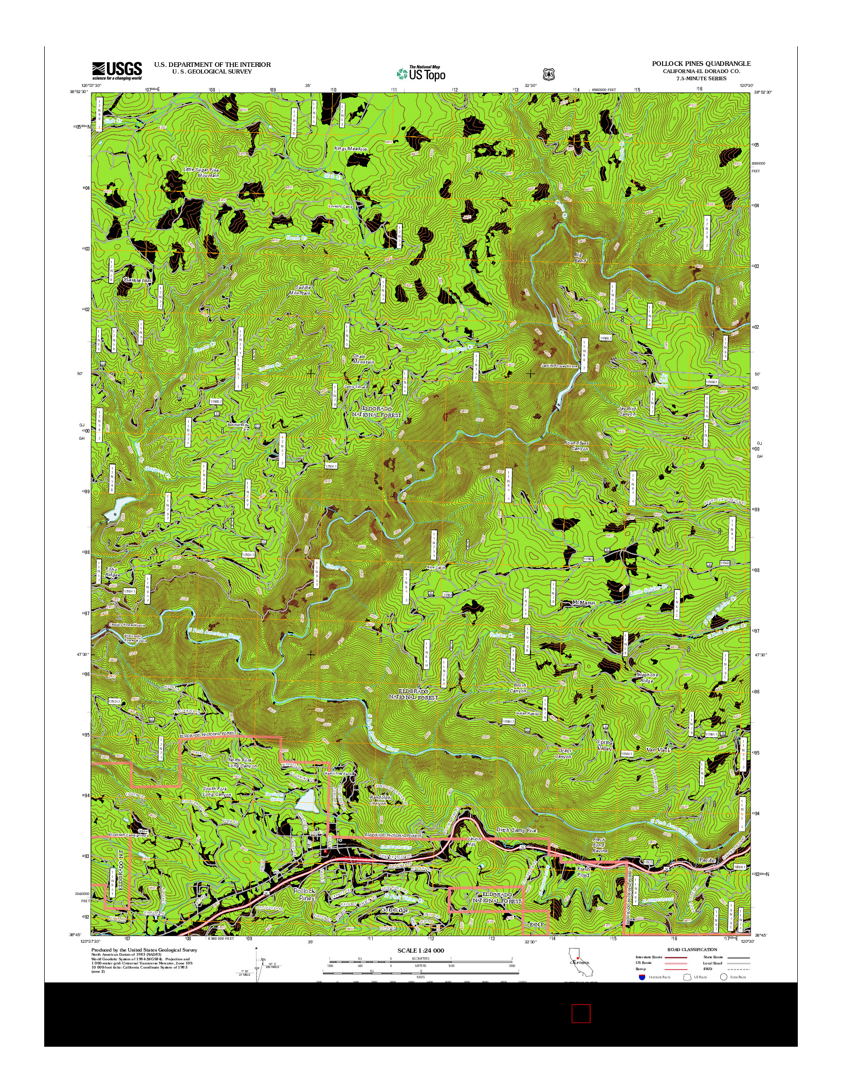 USGS US TOPO 7.5-MINUTE MAP FOR POLLOCK PINES, CA 2012