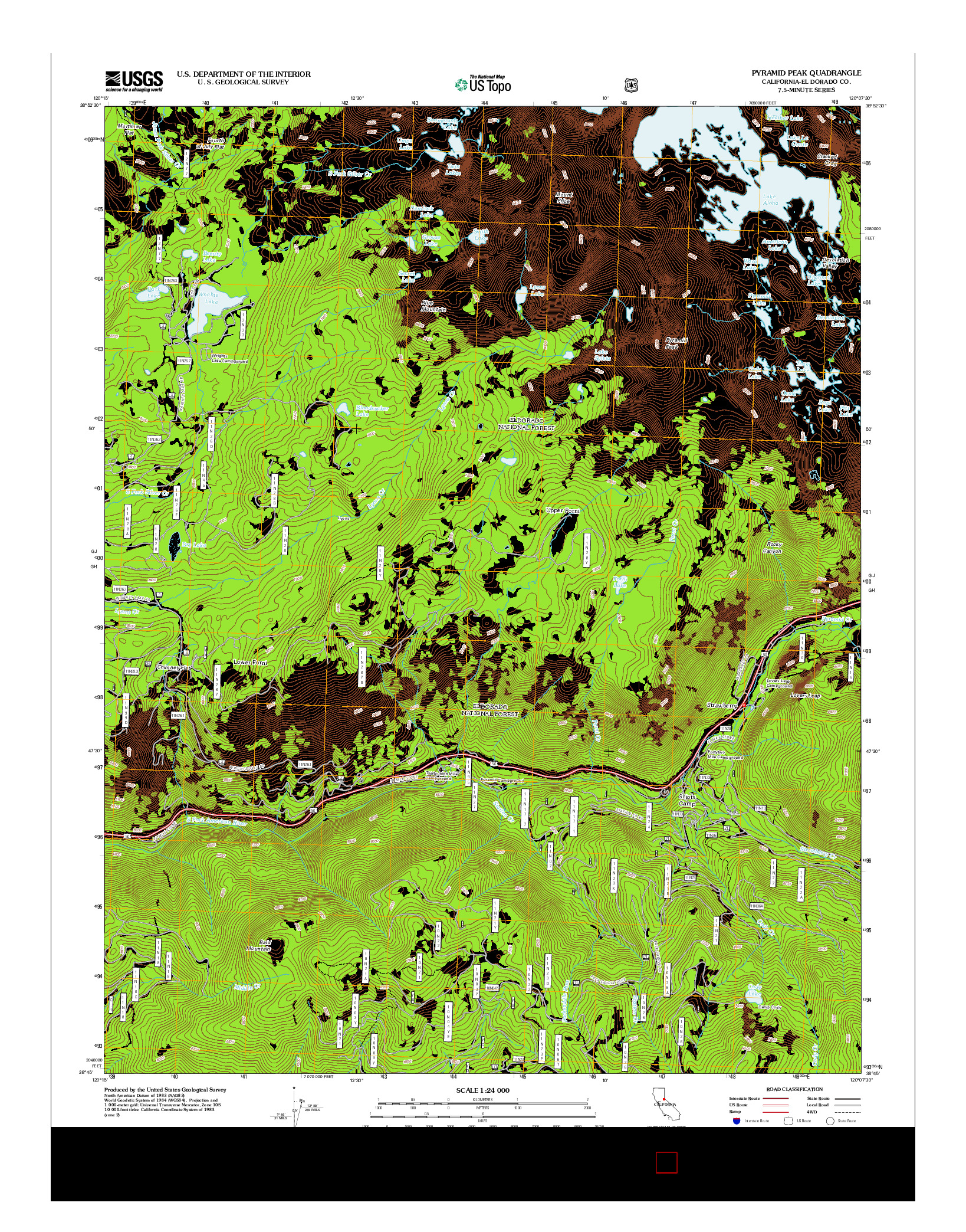 USGS US TOPO 7.5-MINUTE MAP FOR PYRAMID PEAK, CA 2012