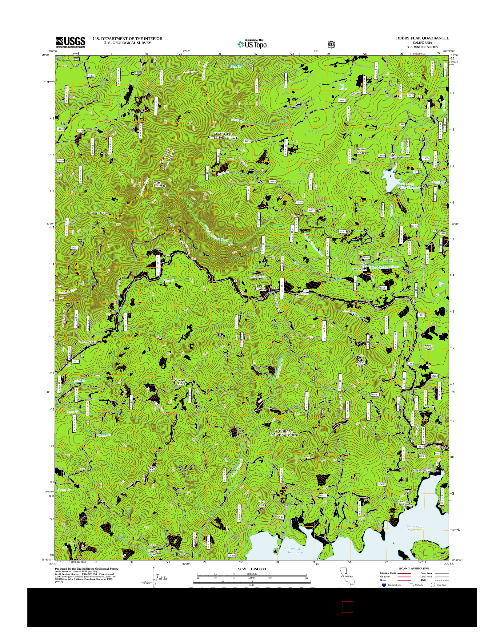 USGS US TOPO 7.5-MINUTE MAP FOR ROBBS PEAK, CA 2012