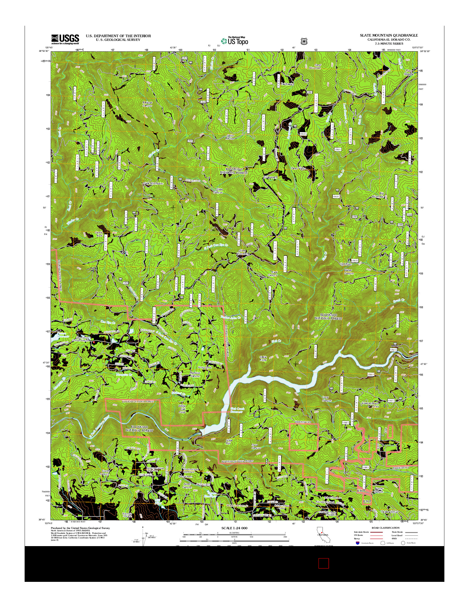 USGS US TOPO 7.5-MINUTE MAP FOR SLATE MOUNTAIN, CA 2012