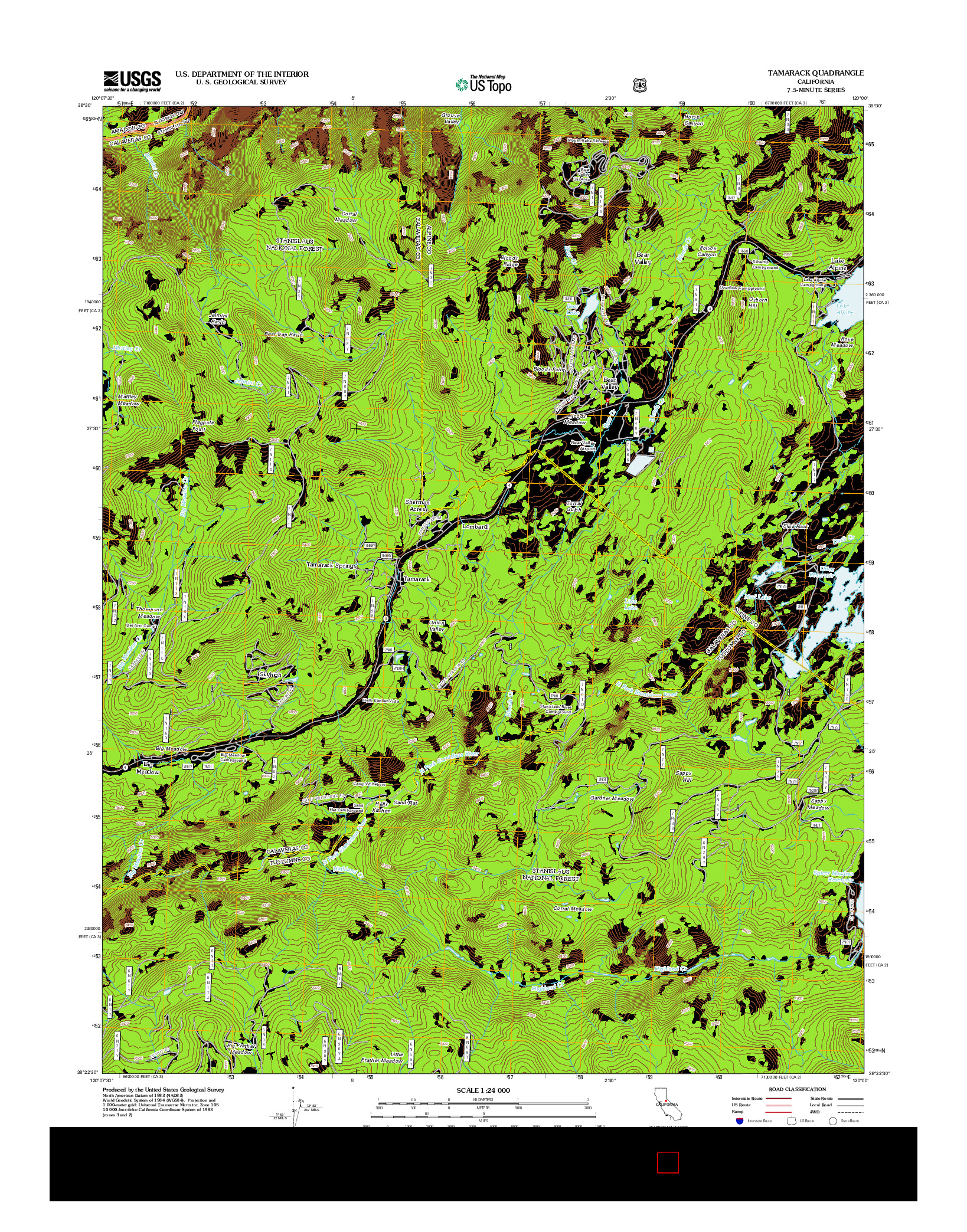 USGS US TOPO 7.5-MINUTE MAP FOR TAMARACK, CA 2012