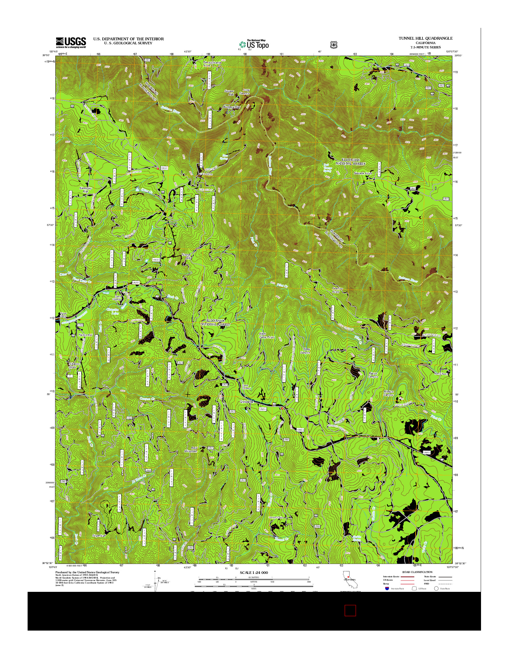 USGS US TOPO 7.5-MINUTE MAP FOR TUNNEL HILL, CA 2012