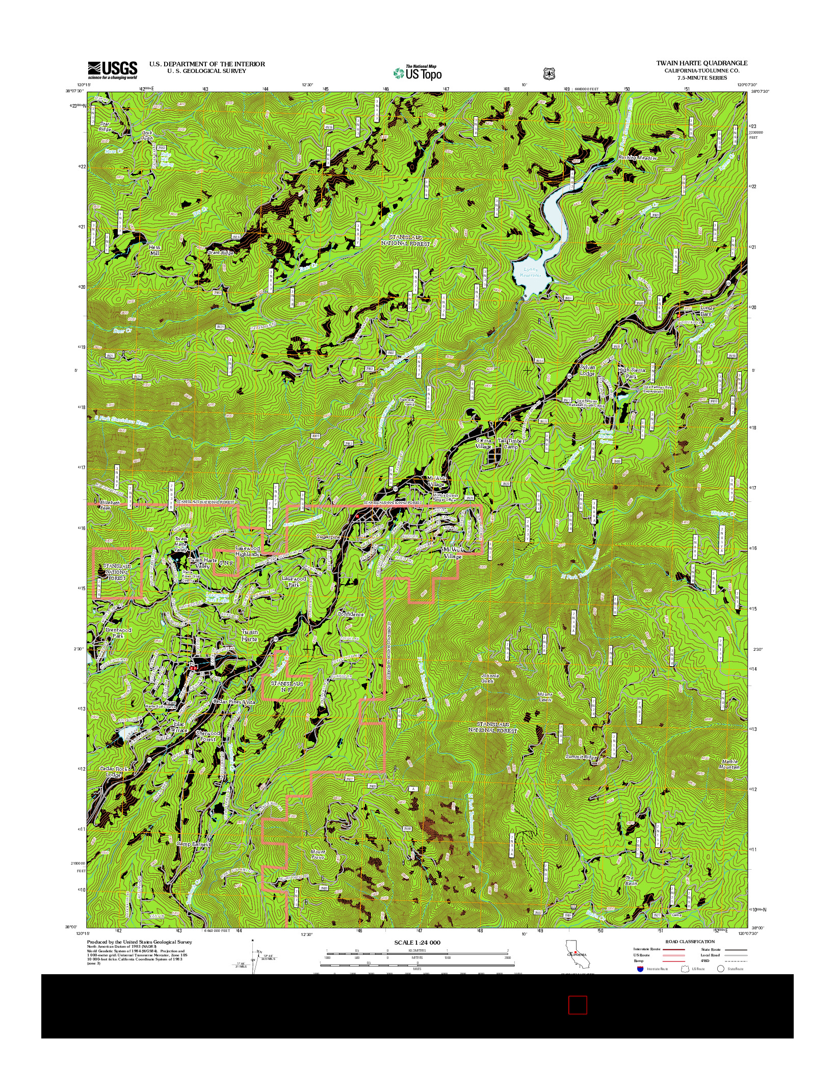 USGS US TOPO 7.5-MINUTE MAP FOR TWAIN HARTE, CA 2012