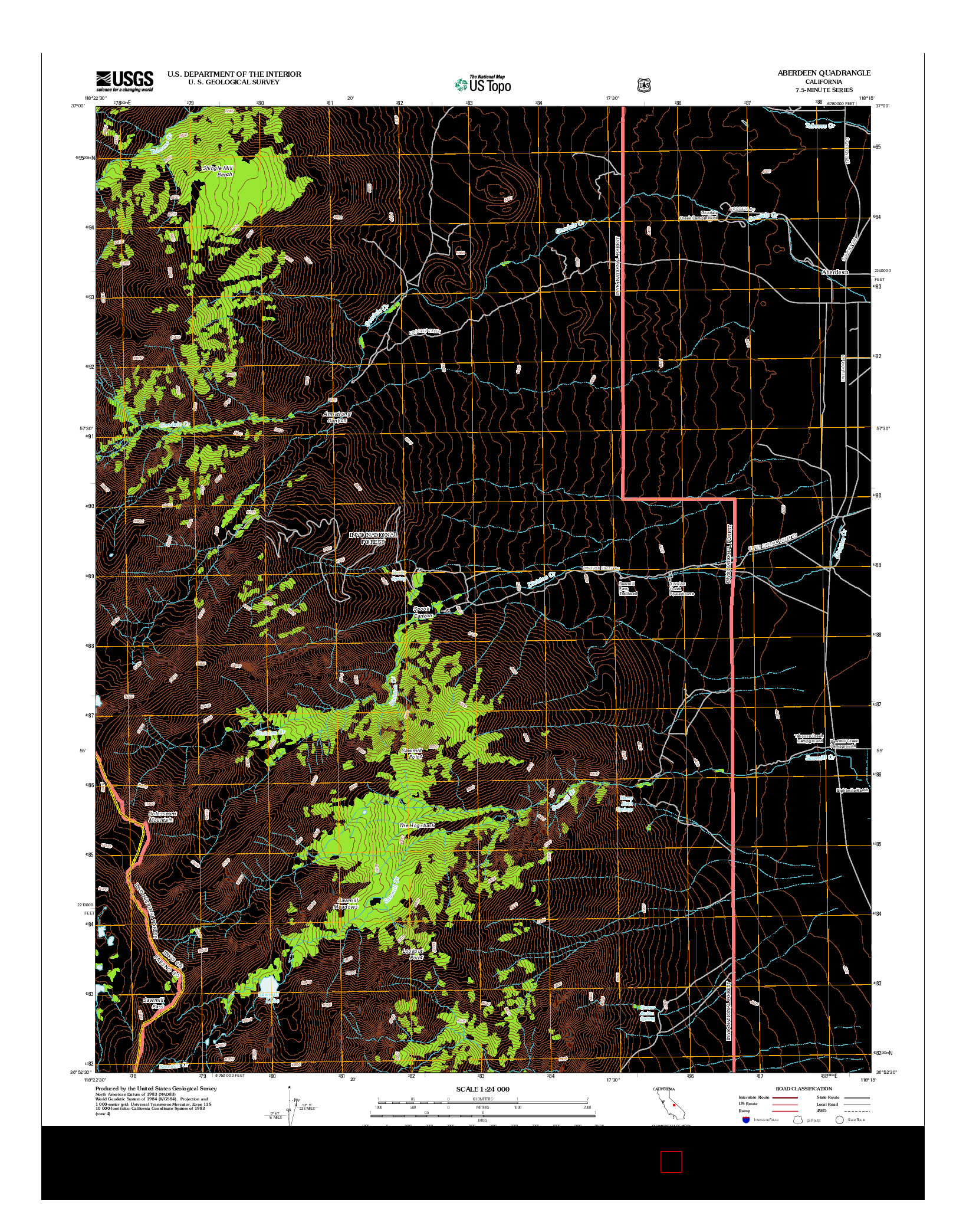 USGS US TOPO 7.5-MINUTE MAP FOR ABERDEEN, CA 2012