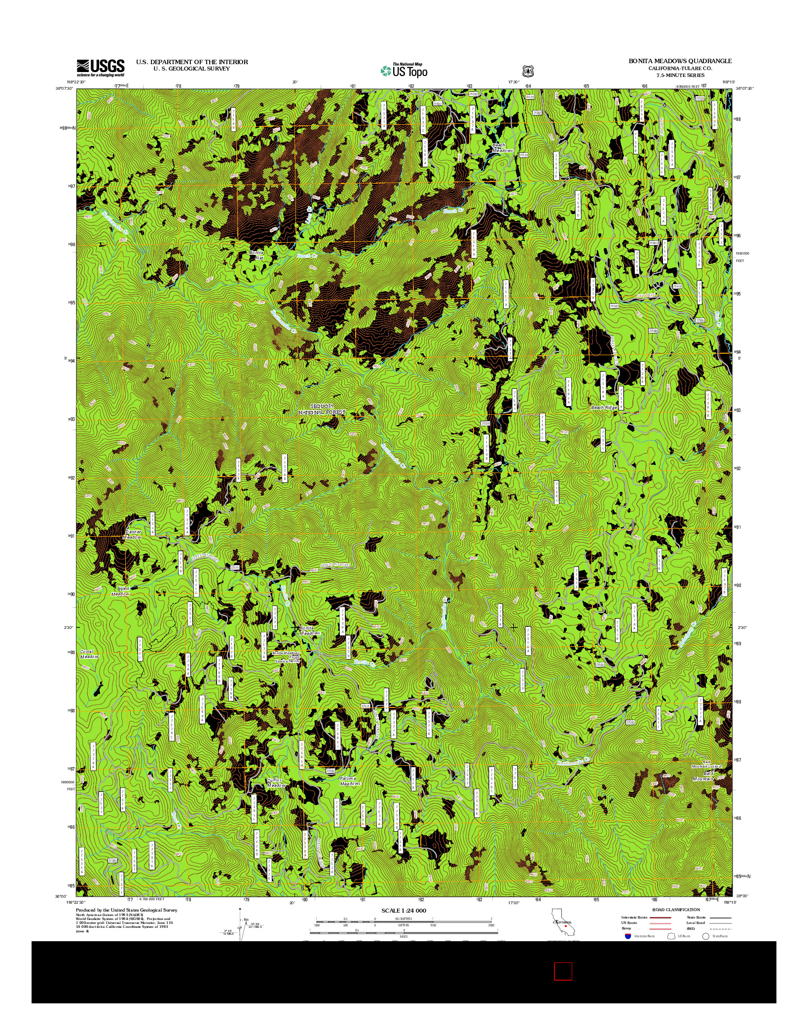 USGS US TOPO 7.5-MINUTE MAP FOR BONITA MEADOWS, CA 2012