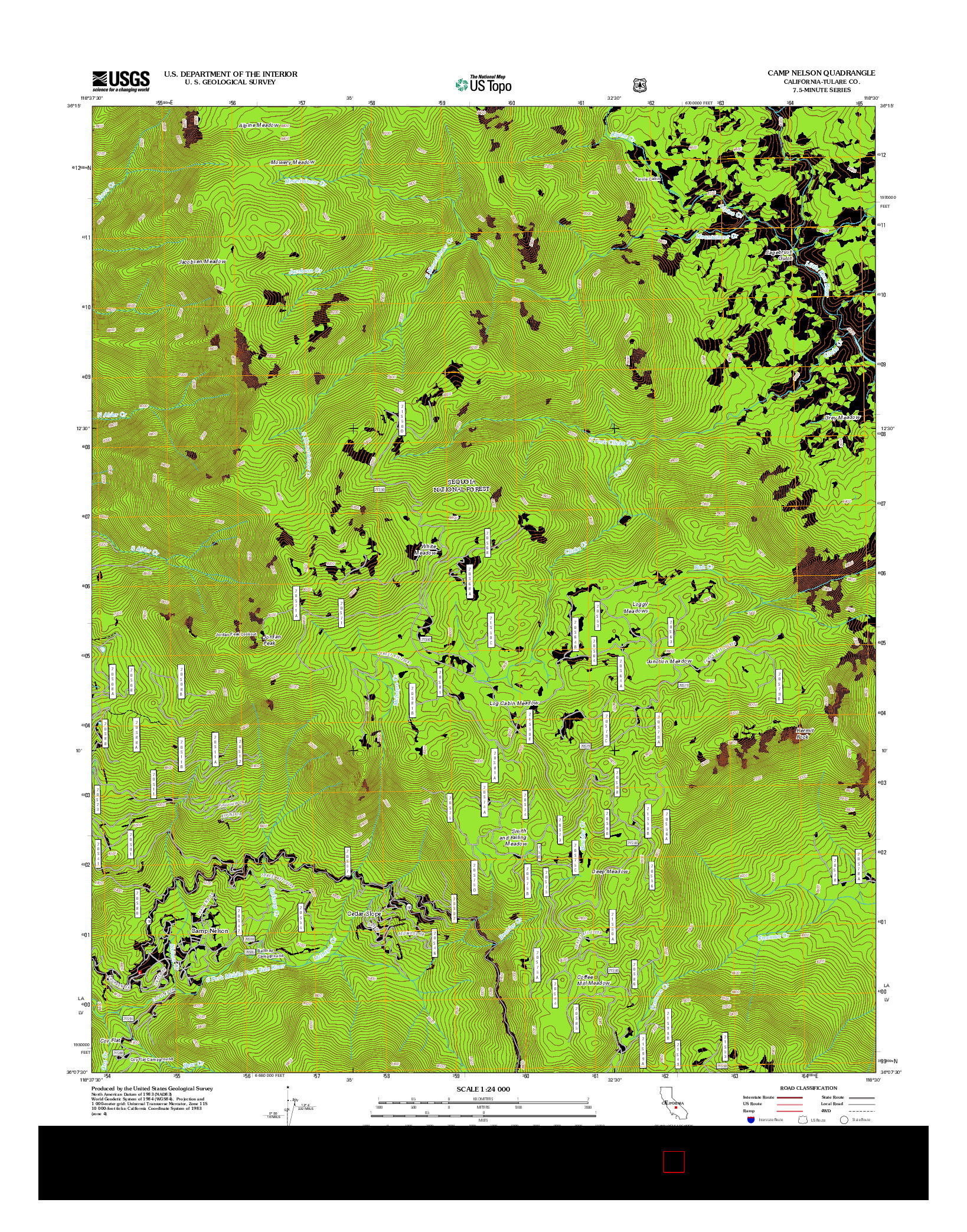 USGS US TOPO 7.5-MINUTE MAP FOR CAMP NELSON, CA 2012