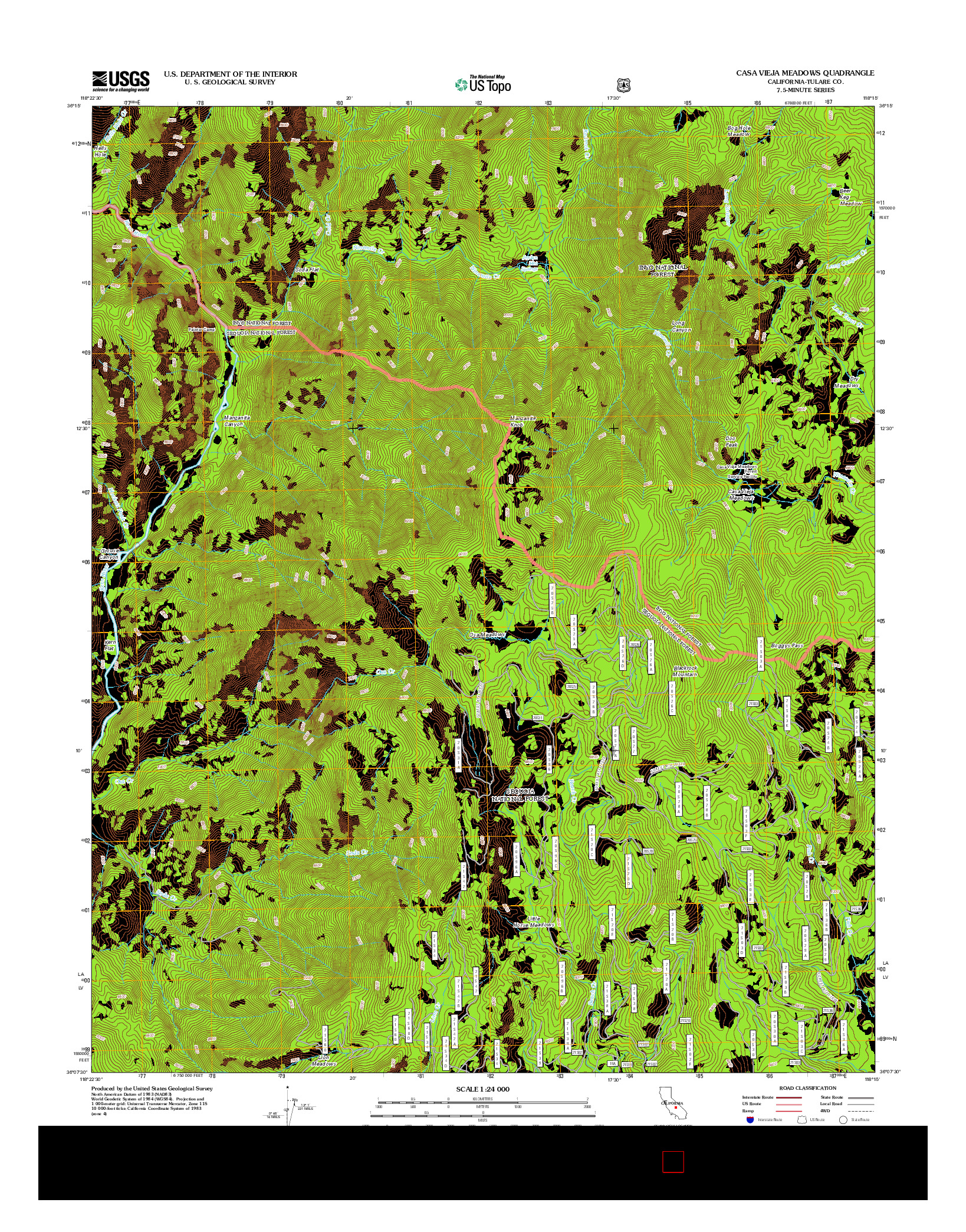 USGS US TOPO 7.5-MINUTE MAP FOR CASA VIEJA MEADOWS, CA 2012