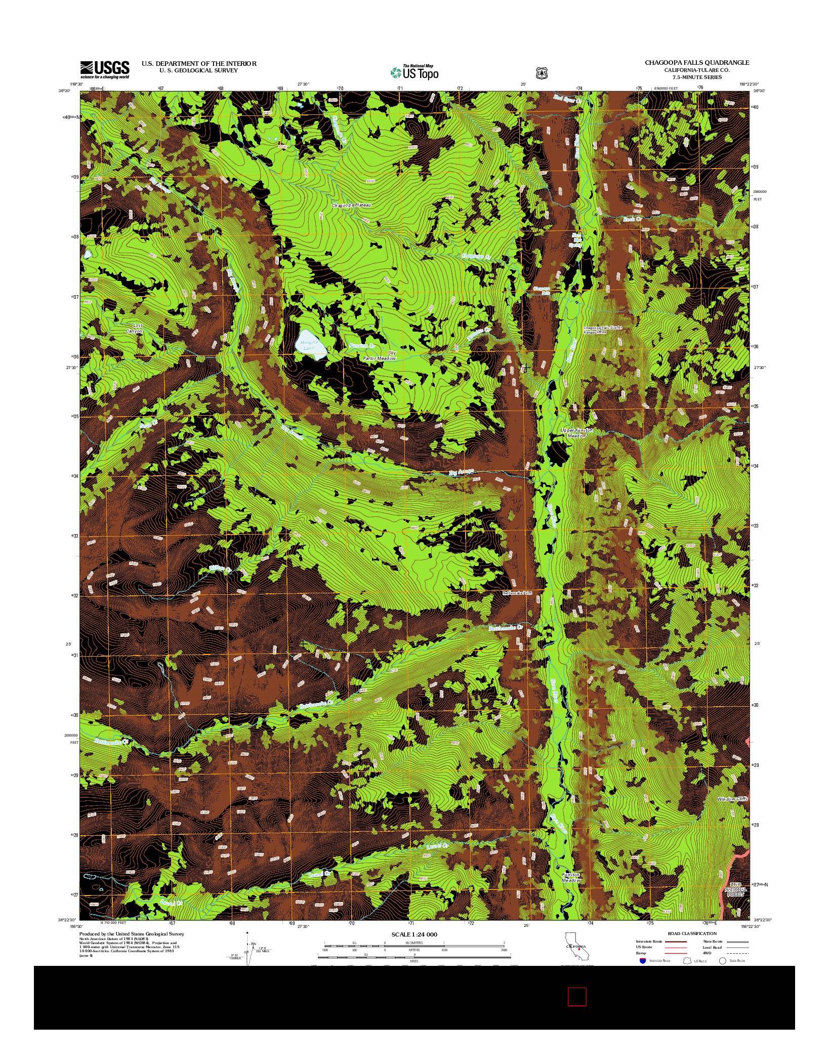 USGS US TOPO 7.5-MINUTE MAP FOR CHAGOOPA FALLS, CA 2012