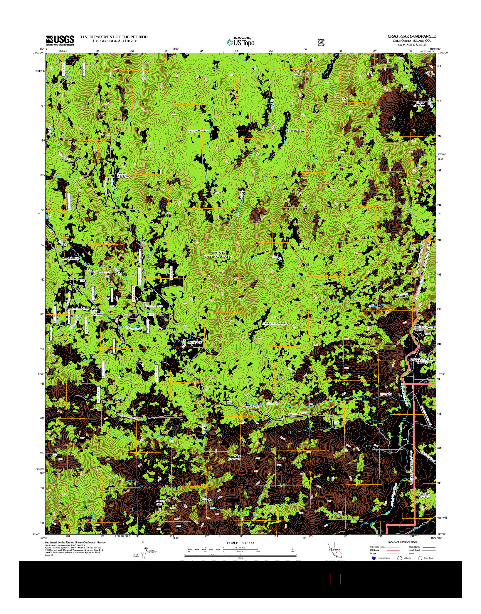 USGS US TOPO 7.5-MINUTE MAP FOR CRAG PEAK, CA 2012