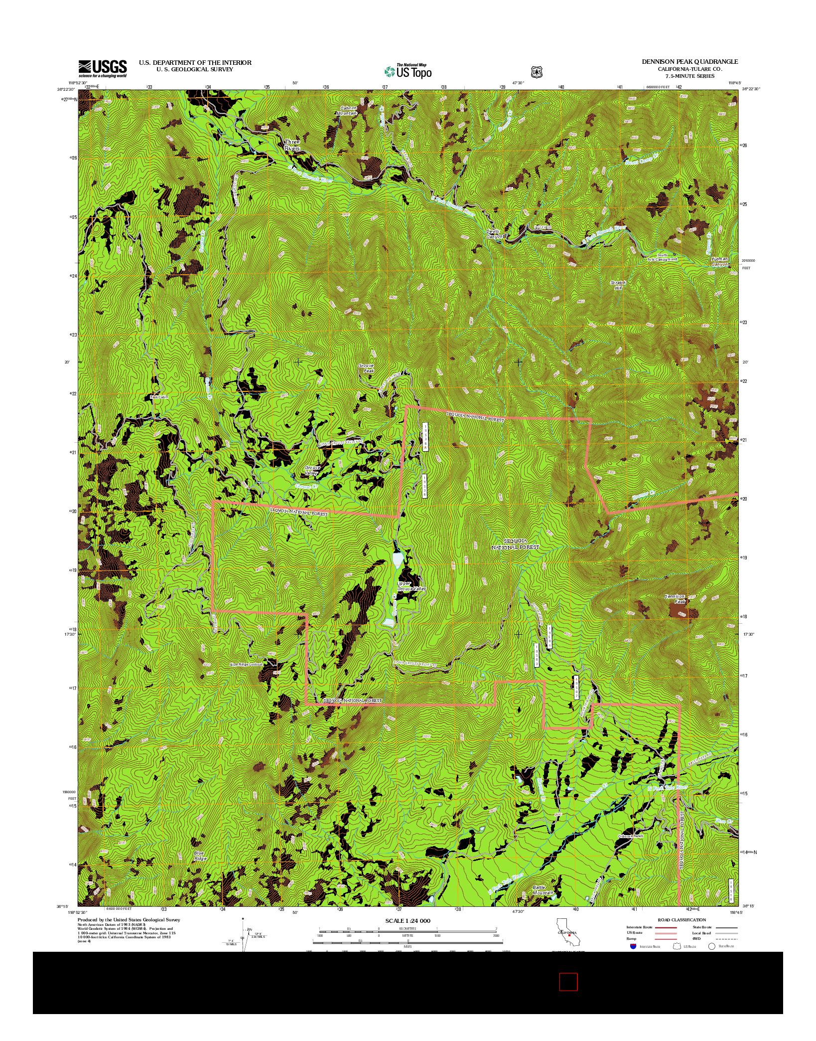 USGS US TOPO 7.5-MINUTE MAP FOR DENNISON PEAK, CA 2012